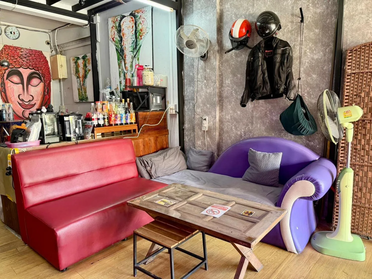 Seating area in J Giant Hostel