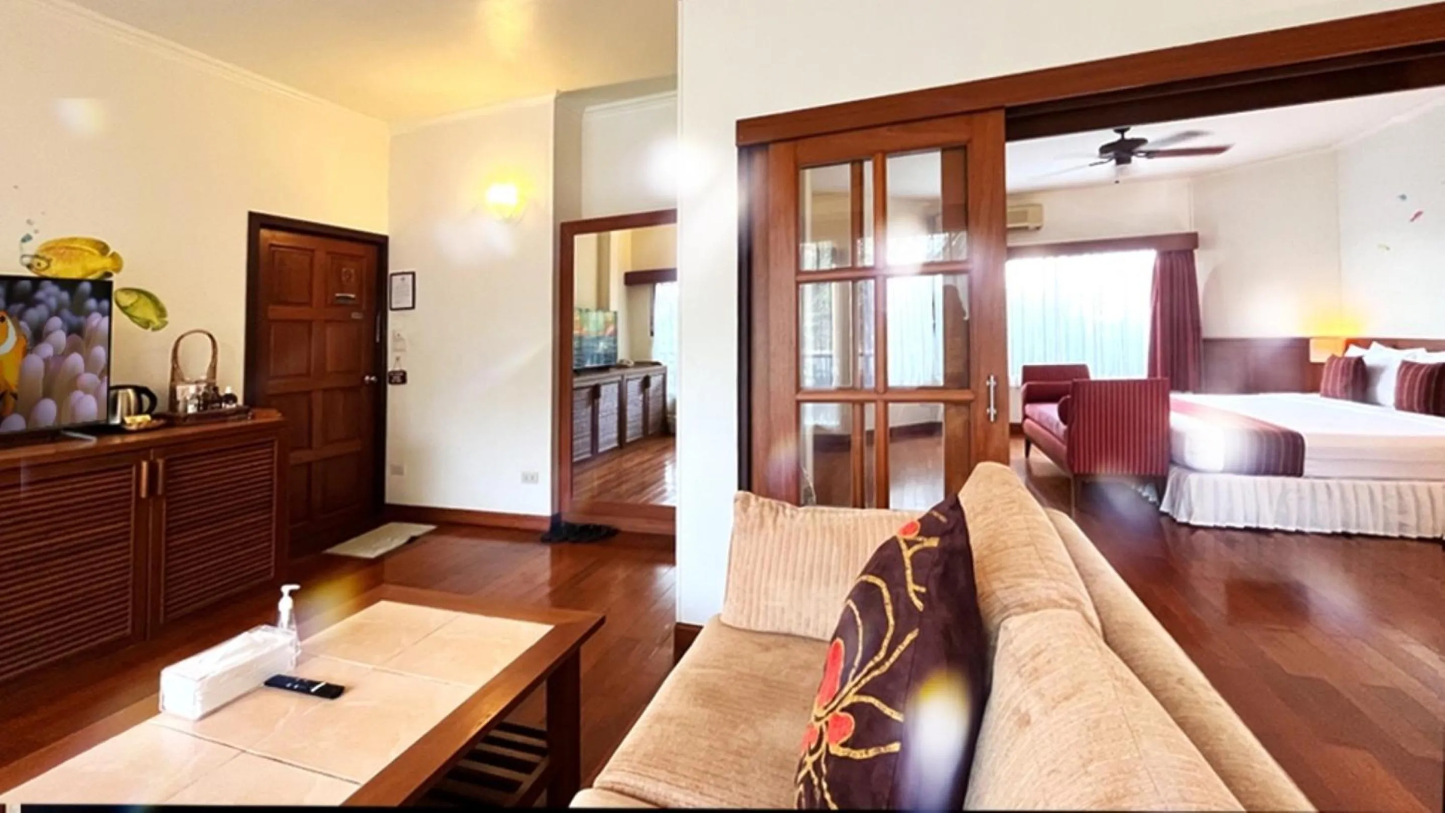 Living room, Bed in Birds and Bees Resort