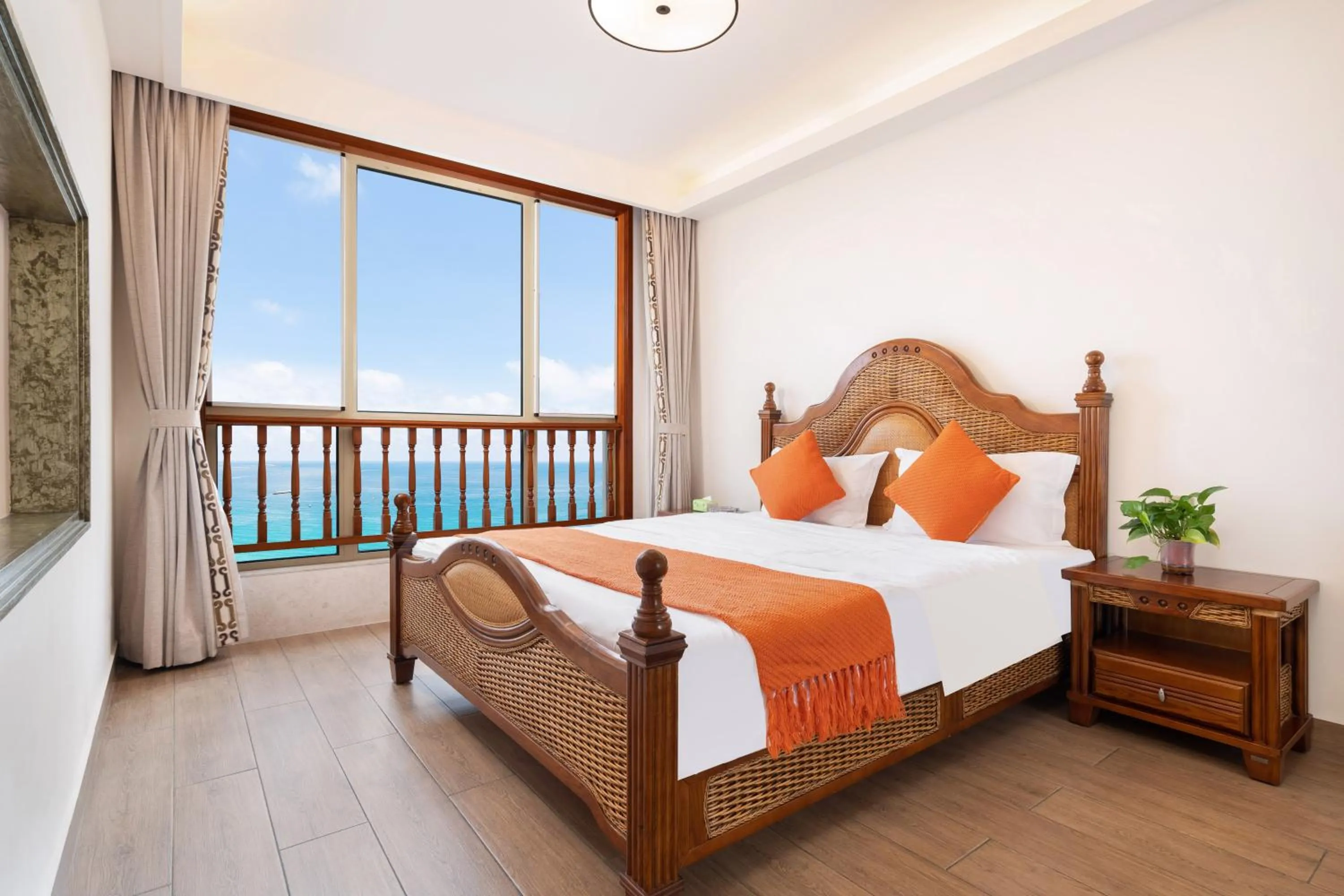 Bed in Sanya Yikehai View Apartments