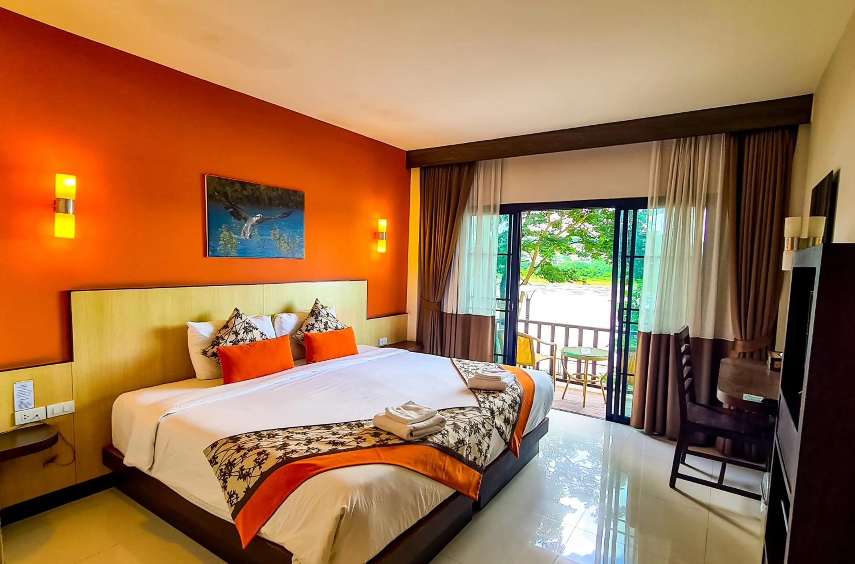 Bedroom, Bed in Chiangkhong Teak Garden Riverfront Onsen Hotel- SHA Extra Plus