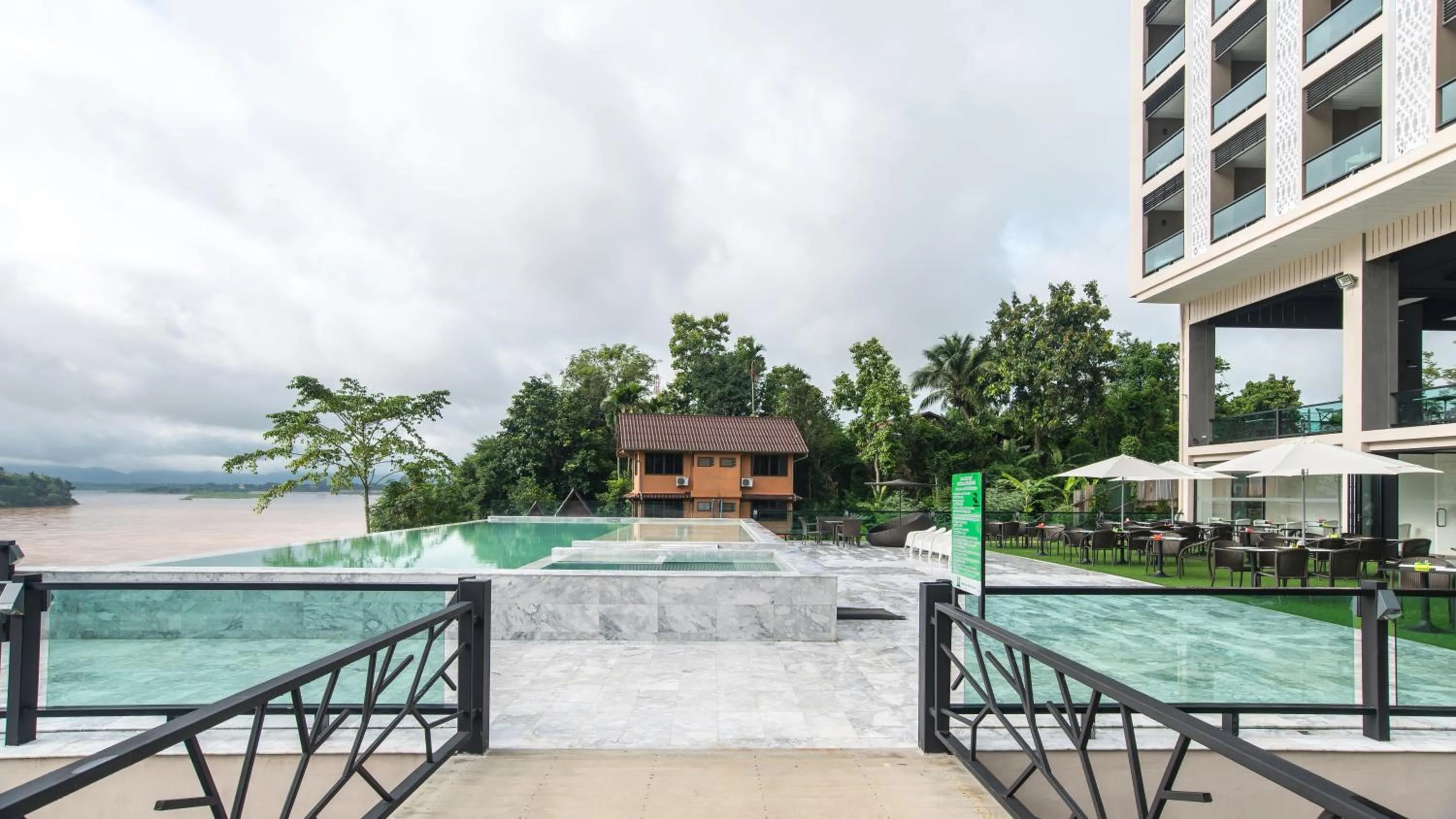 Balcony/Terrace in Chiangkhong Teak Garden Riverfront Onsen Hotel- SHA Extra Plus