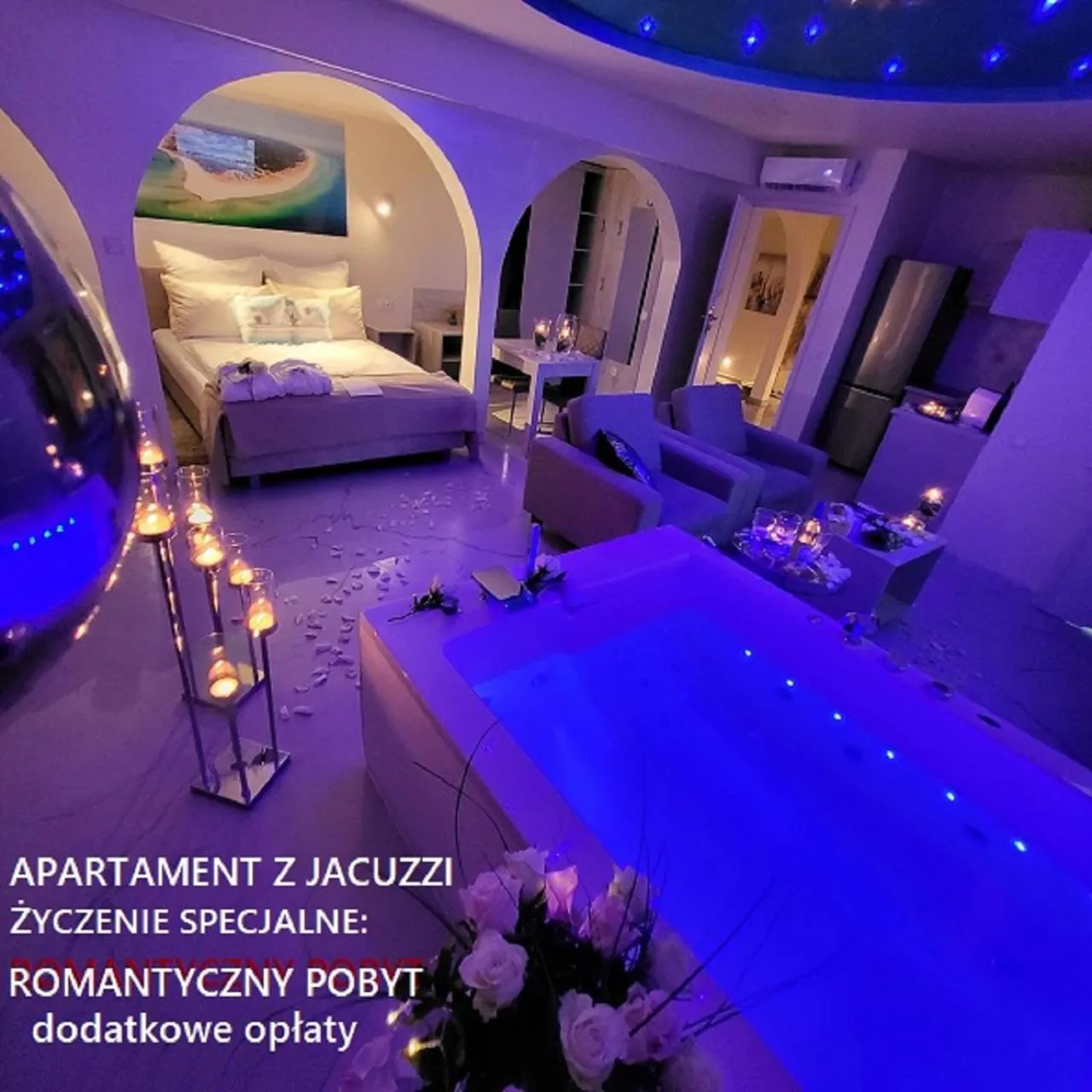 Hot Tub, Bed in Kameralny Aparthotel Elegante Władysławowo - Adults Only