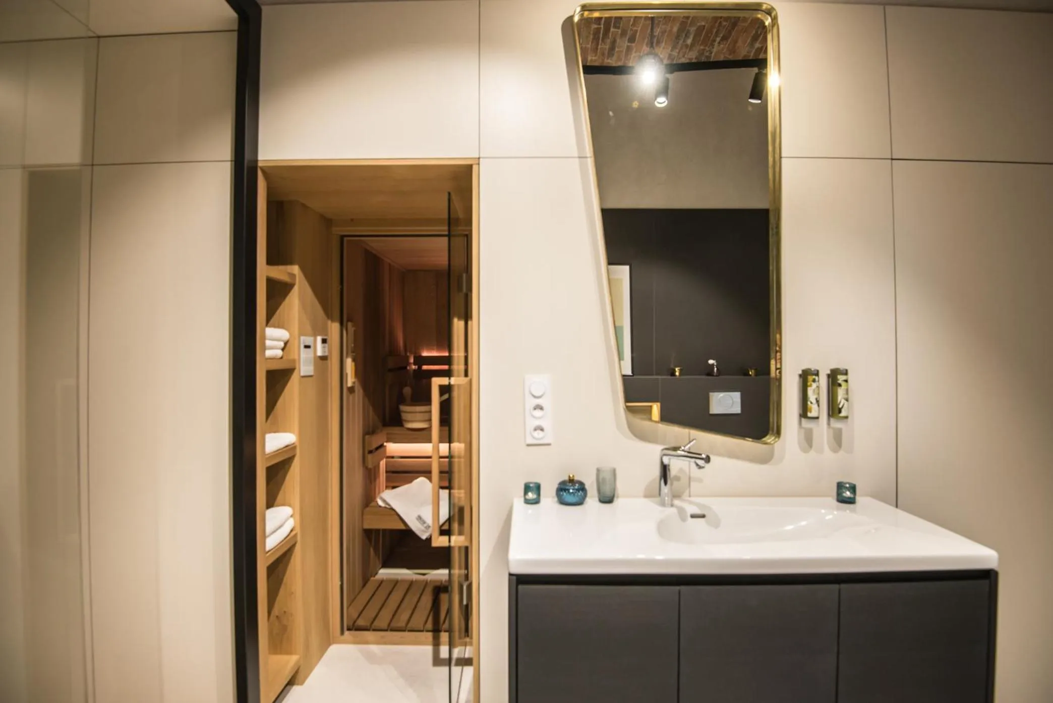 Sauna, Bed in Stradom15 Apartments