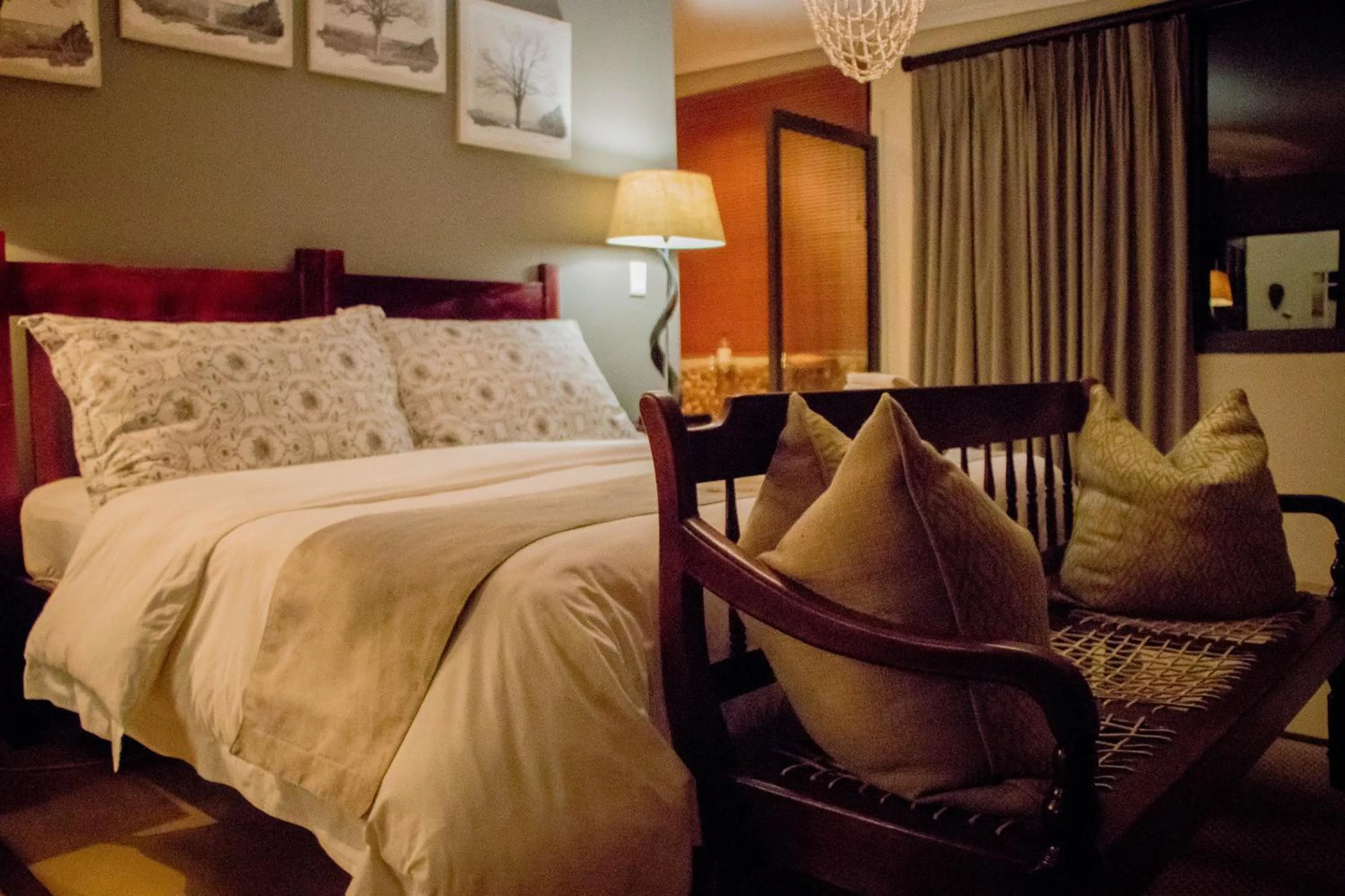 Bathroom, Bed in African Safari Lodge