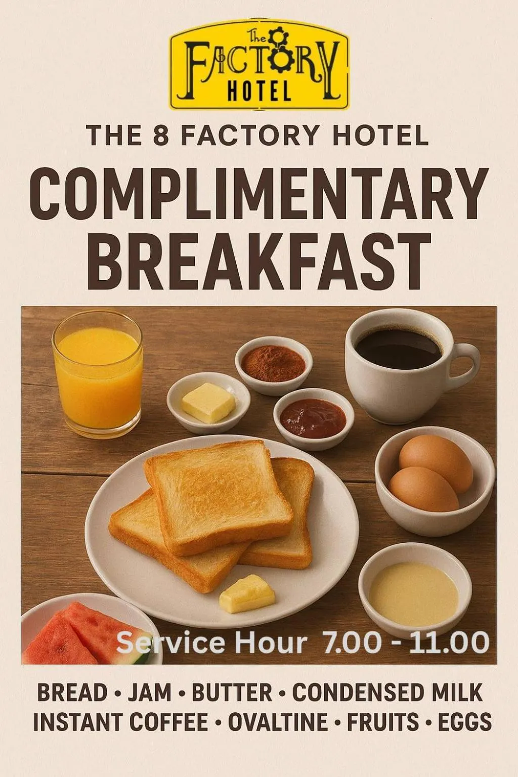 Breakfast in The 8 Factory Hotel Phitsanulok