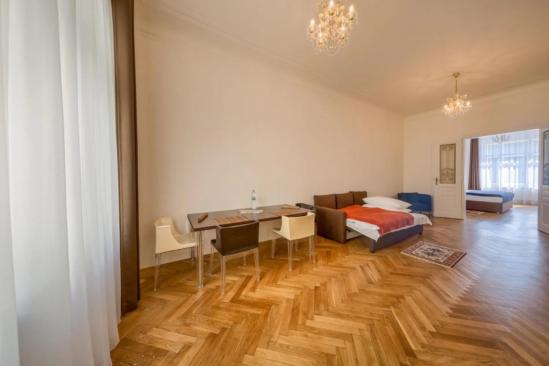 Living room, Bed in Apartments 39 Wenceslas Square