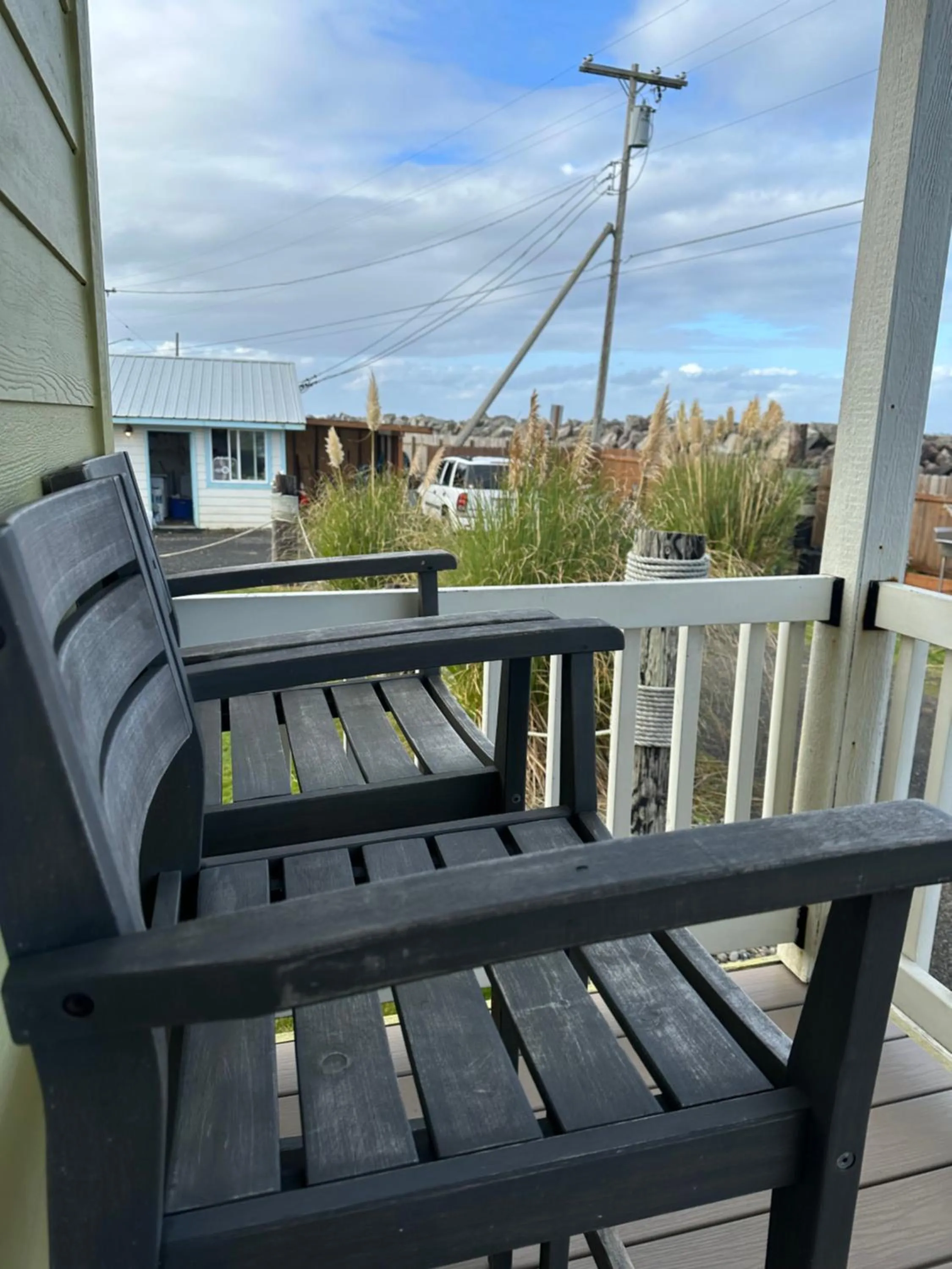 Patio in Westport Marina Cottages