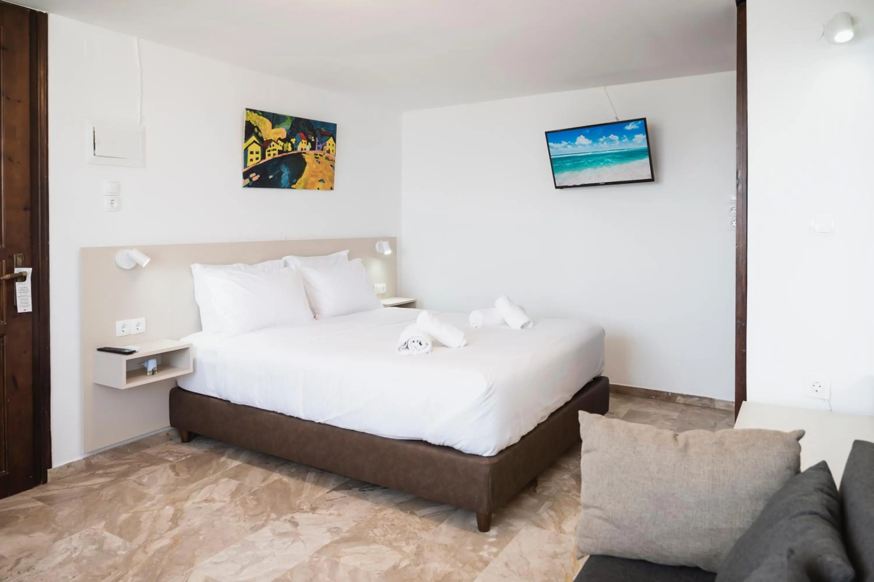 Bed in Argo Rooms-Papadakis