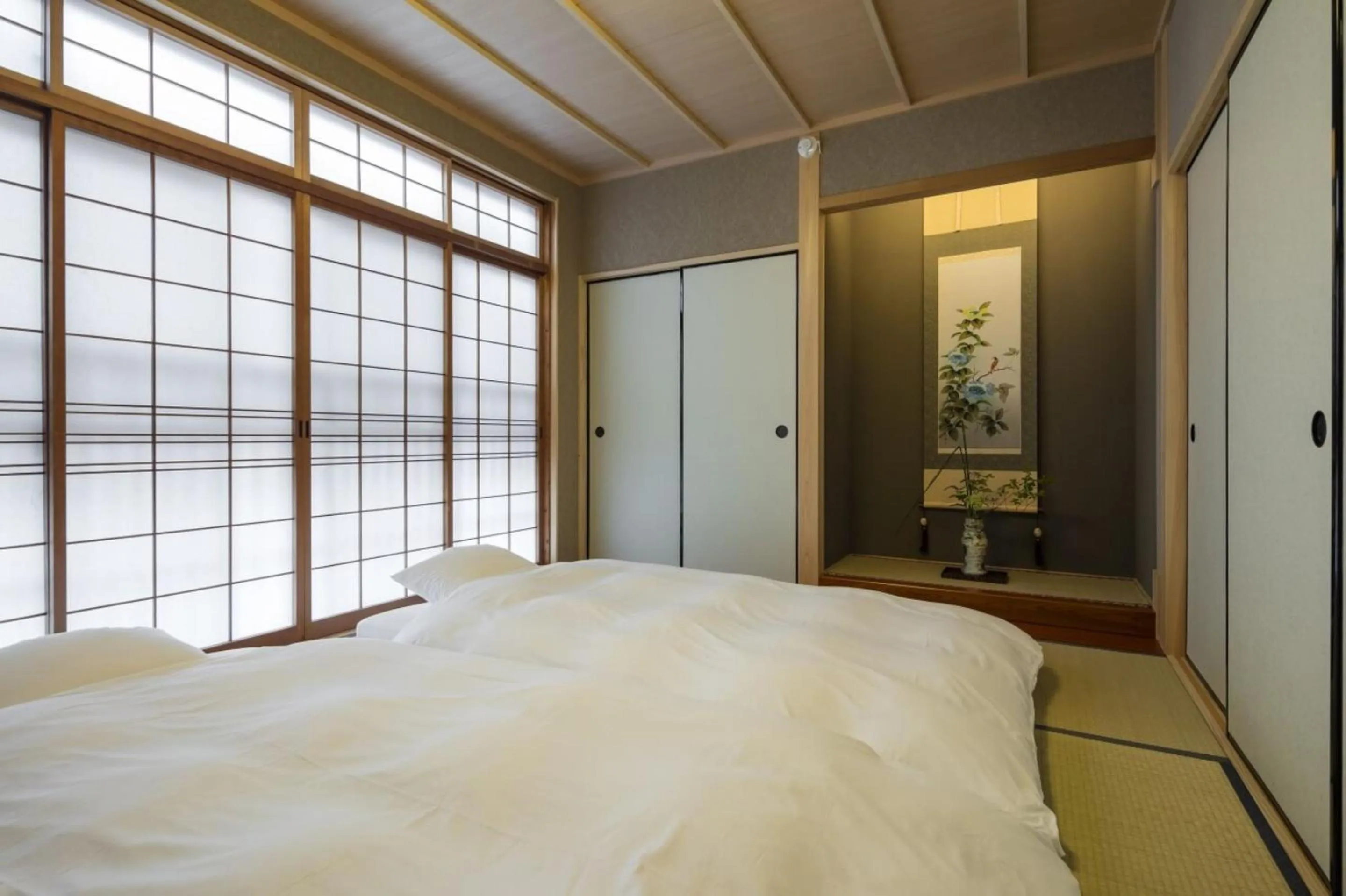 Bed in Gion Minami Banka Machiya House