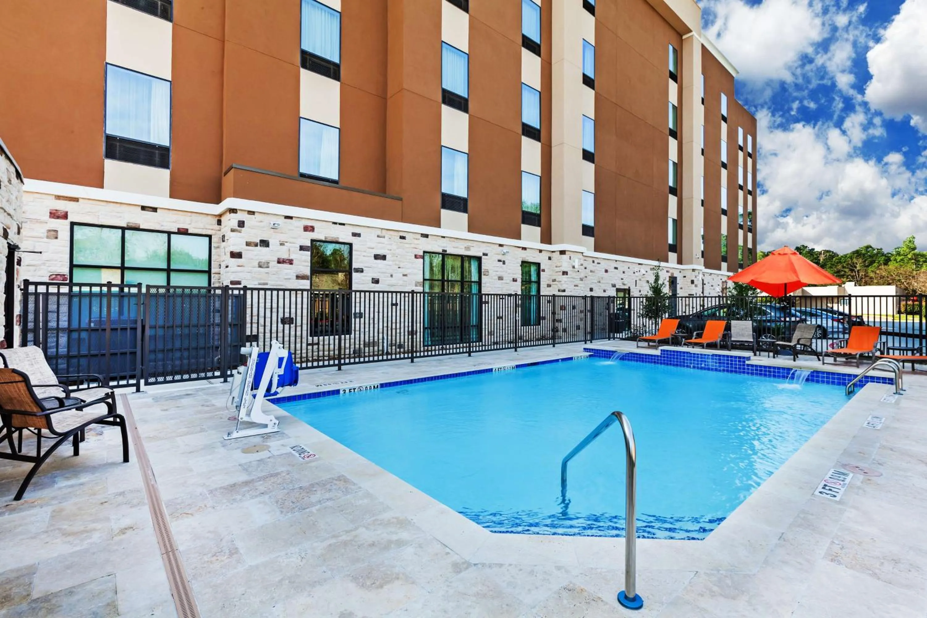 Pool view in Hampton Inn & Suites Houston/Atascocita, Tx