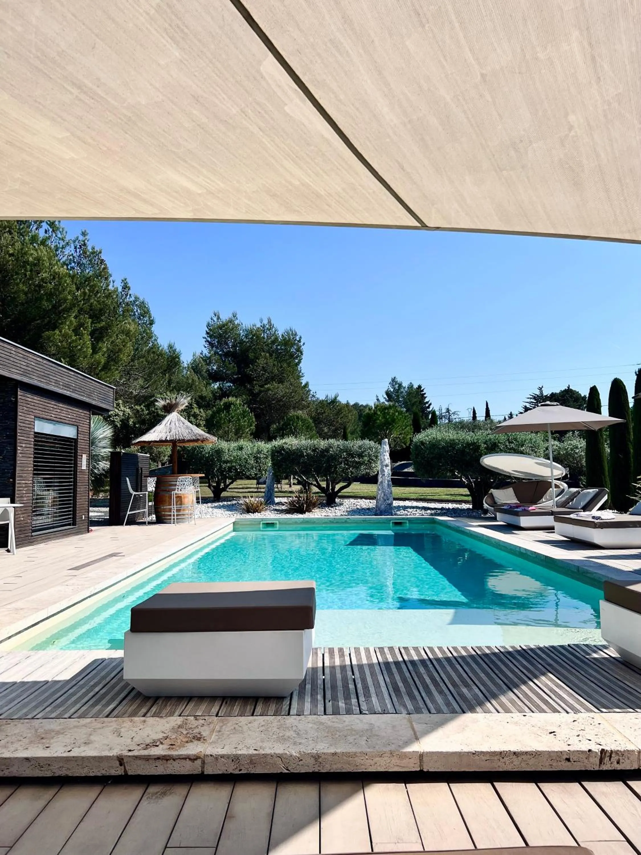 Pool view in Mas des Cigales