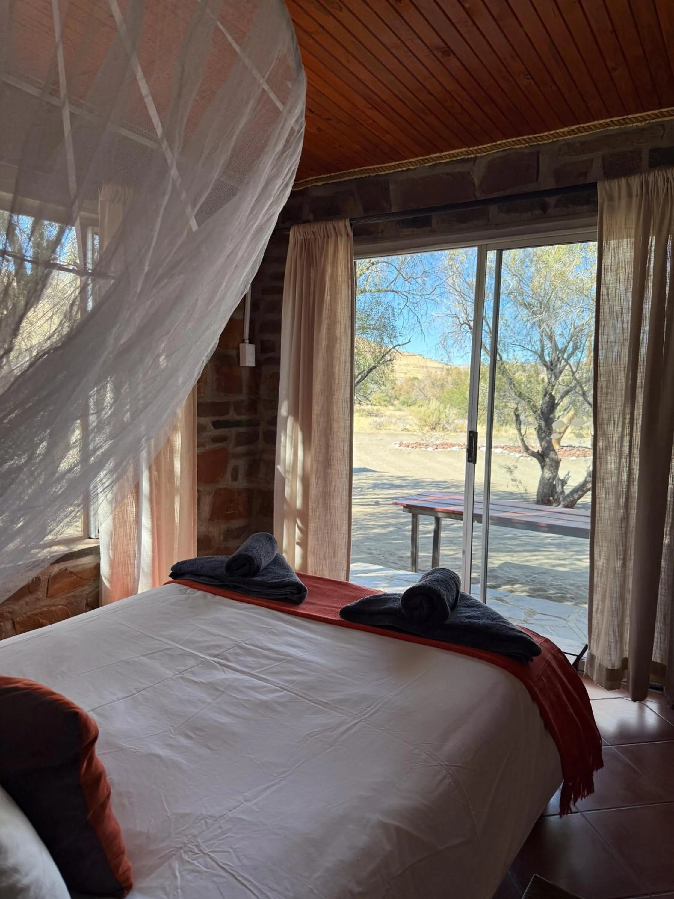 Bed in Tsauchab River Camp