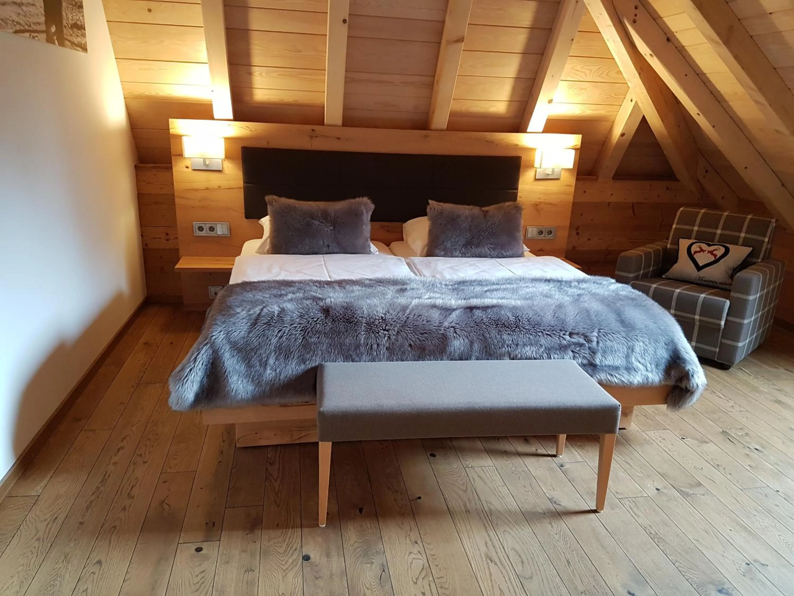 Bed in Gästehaus der Geroldsauer Mühle