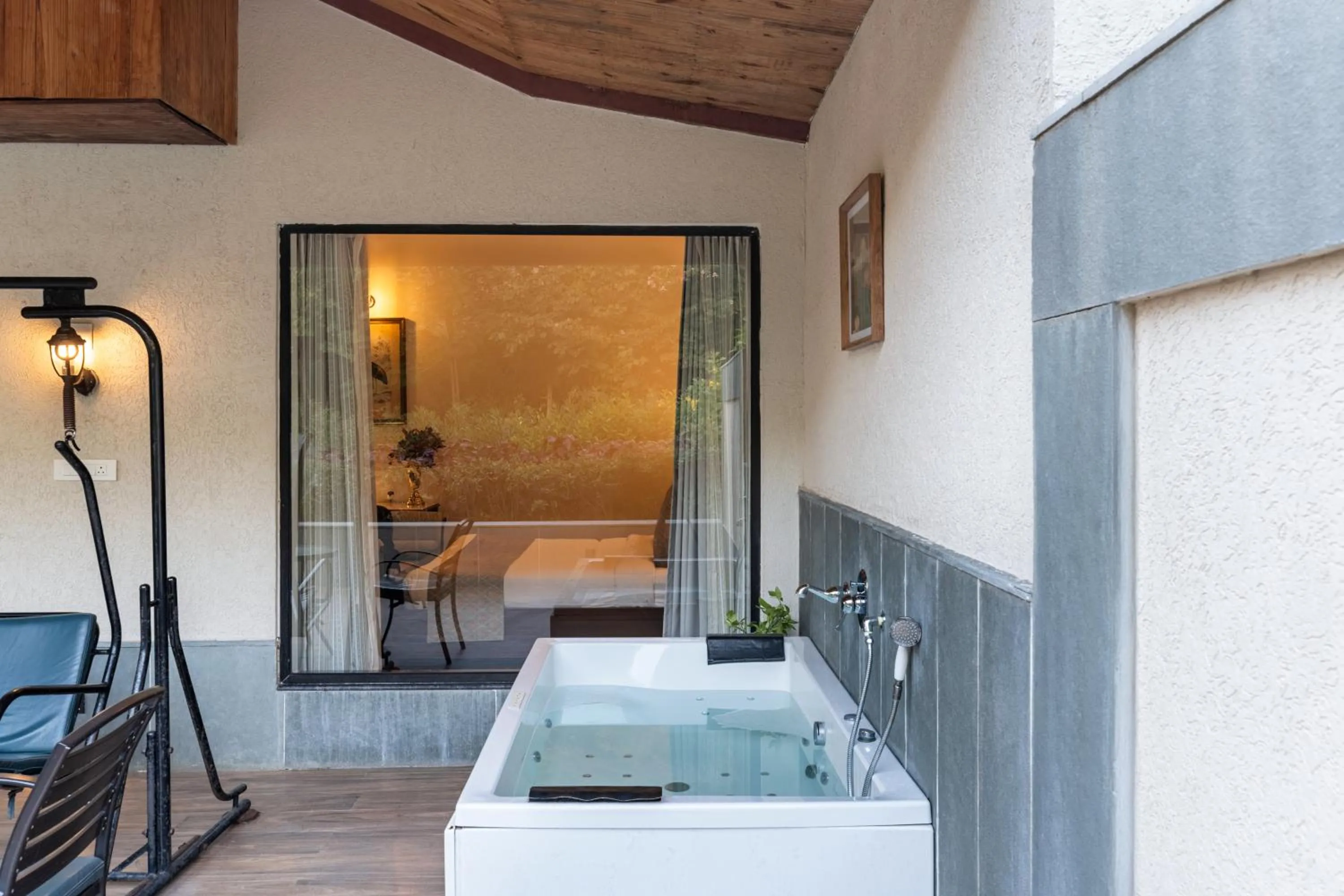 Balcony/Terrace, Bed in Anandam - Jacuzzi & Private Pool Villas in Udaipur