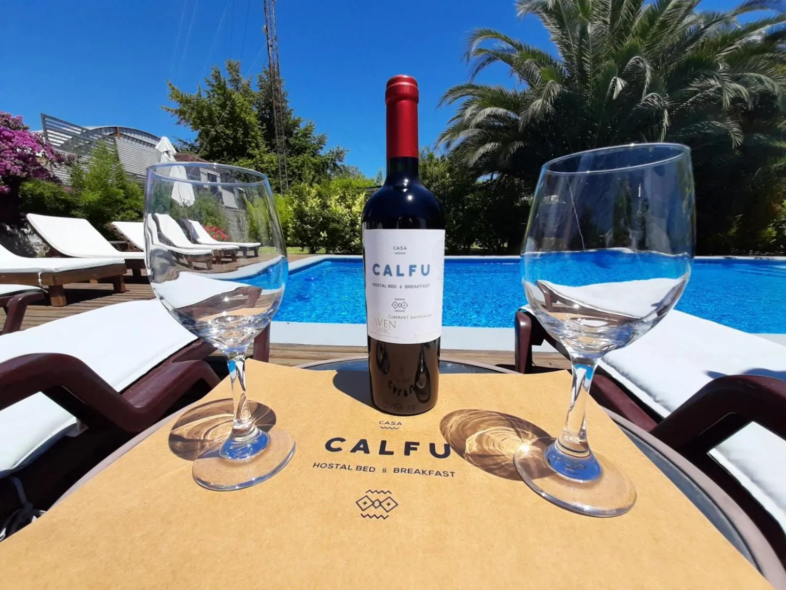Pool view in Casa Calfu