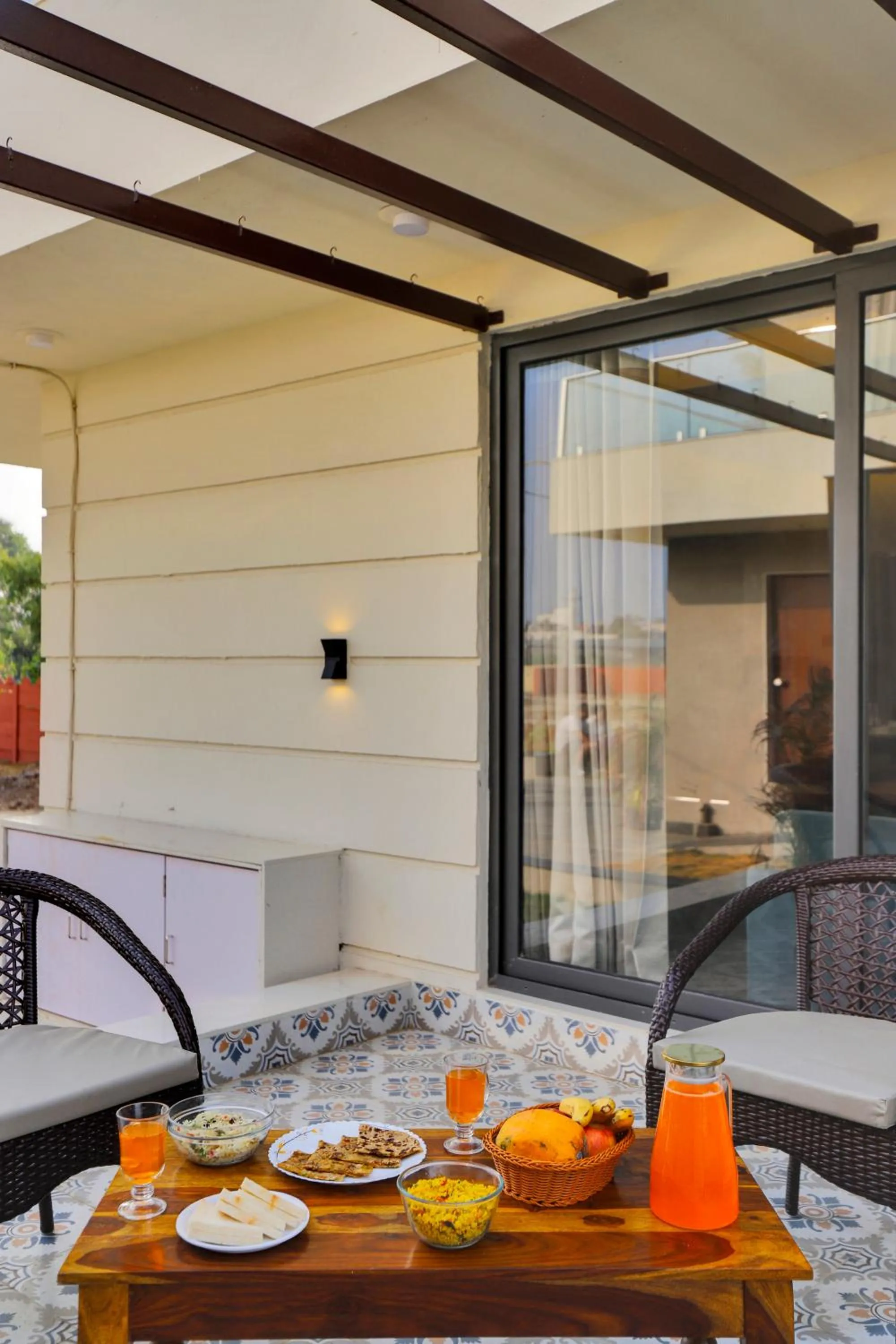 Patio in Goverdhan Greens Resort Dwarka l Hotels In Dwarka