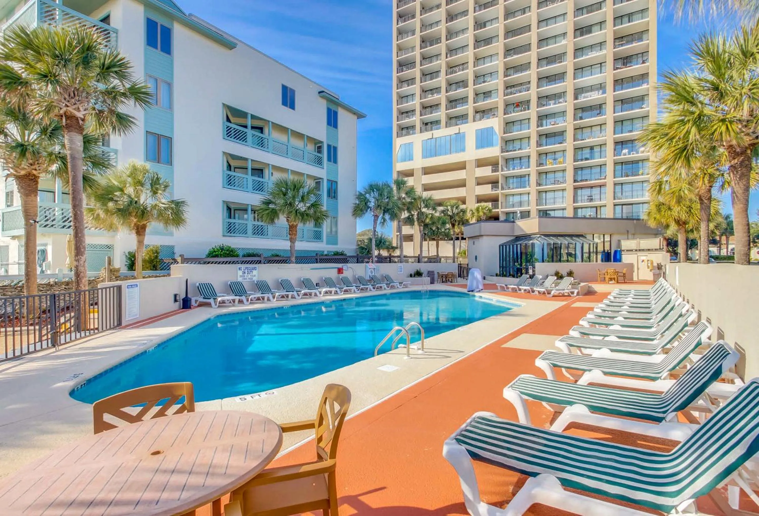 Swimming pool in Scenic Views from the balcony at Ocean Forest Plaza Condos