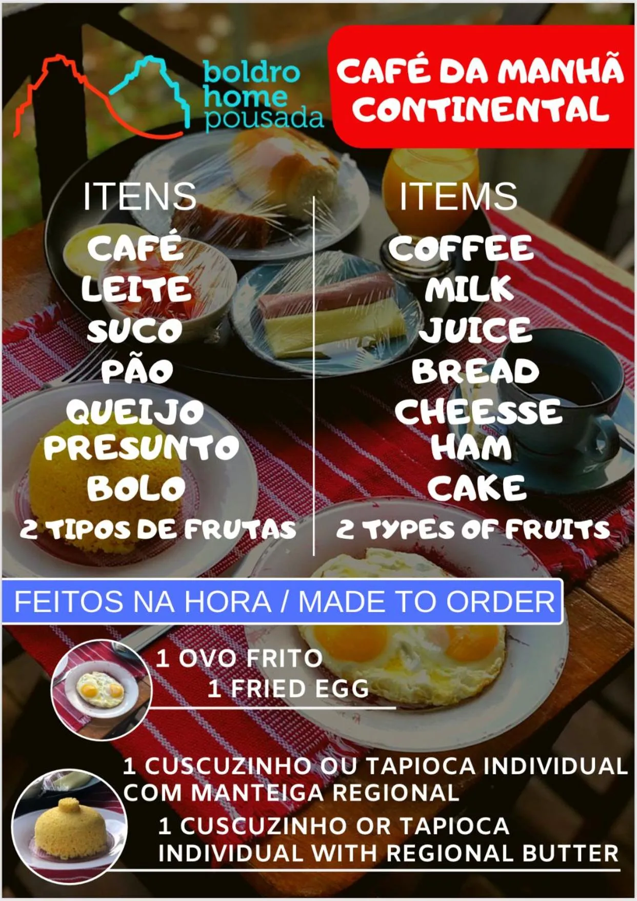 Food close-up in Pousada Boldró Home