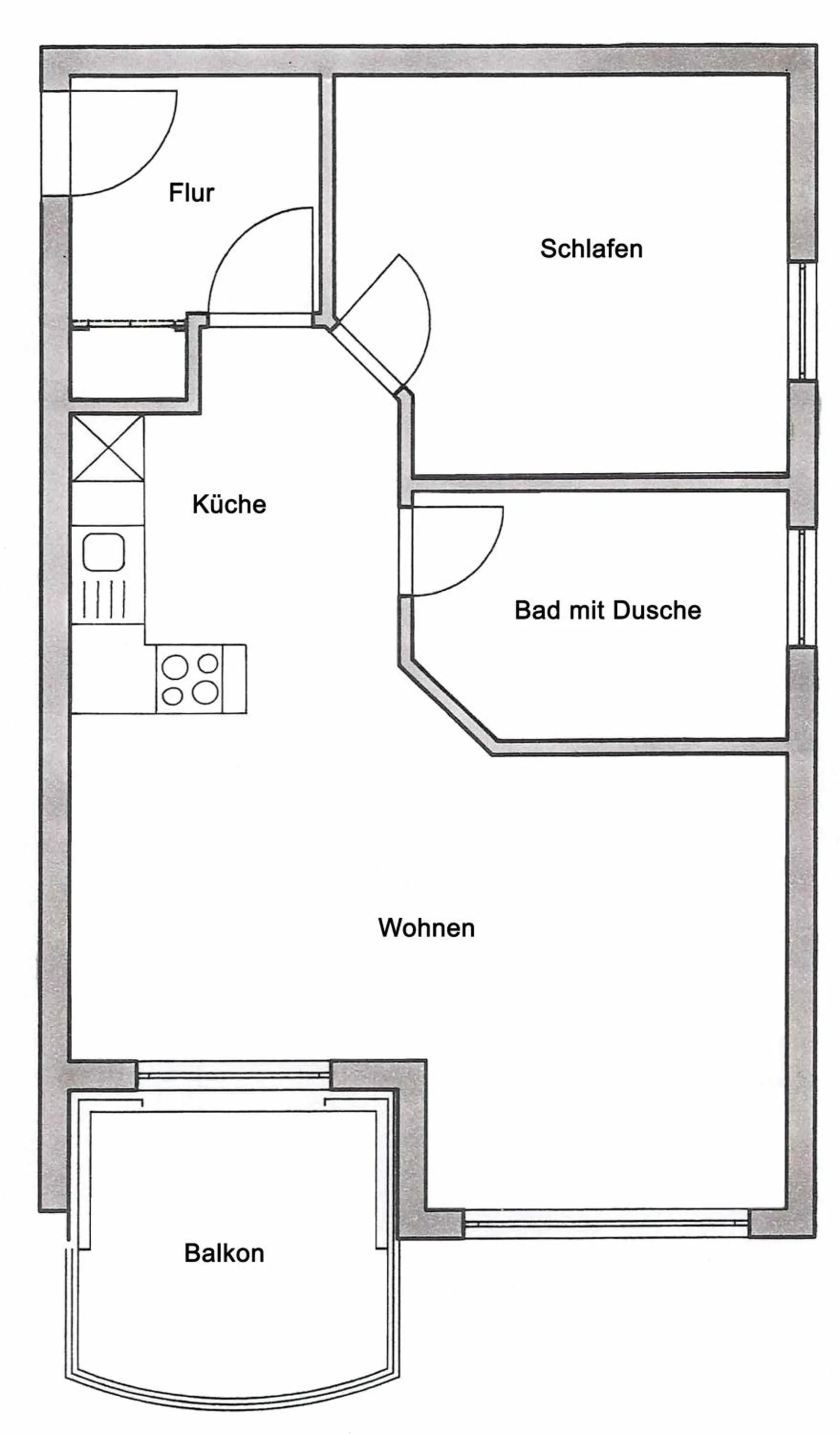 Floor plan in Ferienwohnung Ursula in der Villa zum Kronprinzen direkt gegenüber der Saarow Therme