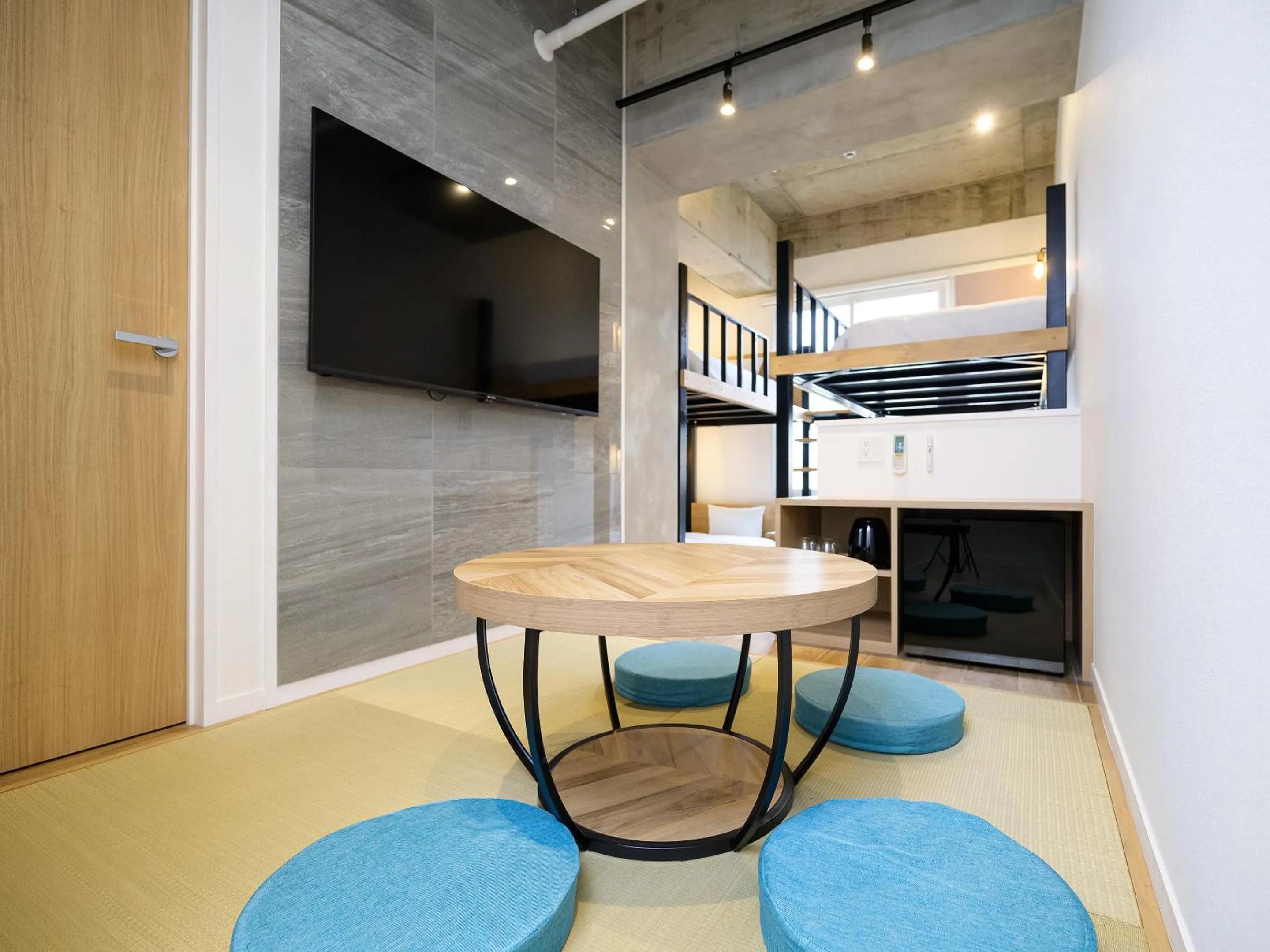 Photo of the whole room, Bed in HOTEL THE CUBE Naha Kokusai Street