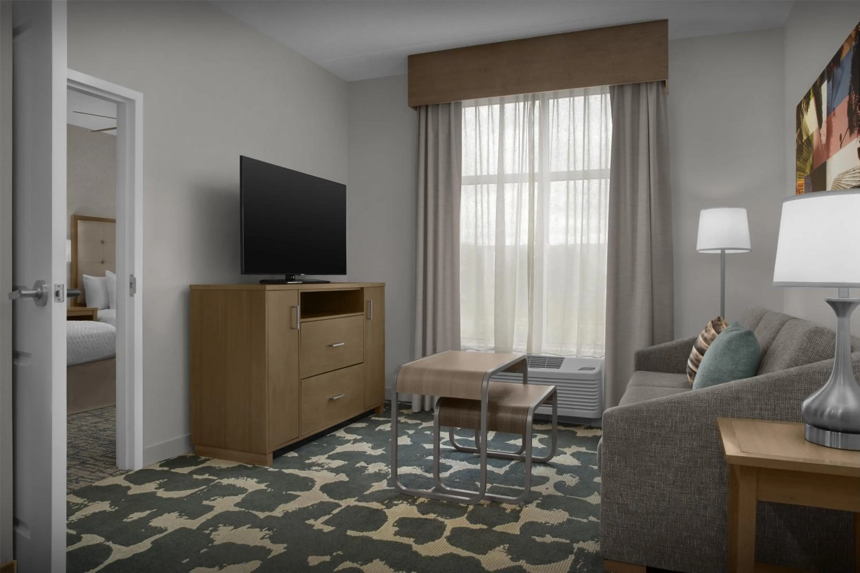 Living room, Bed in Homewood Suites by Hilton Concord