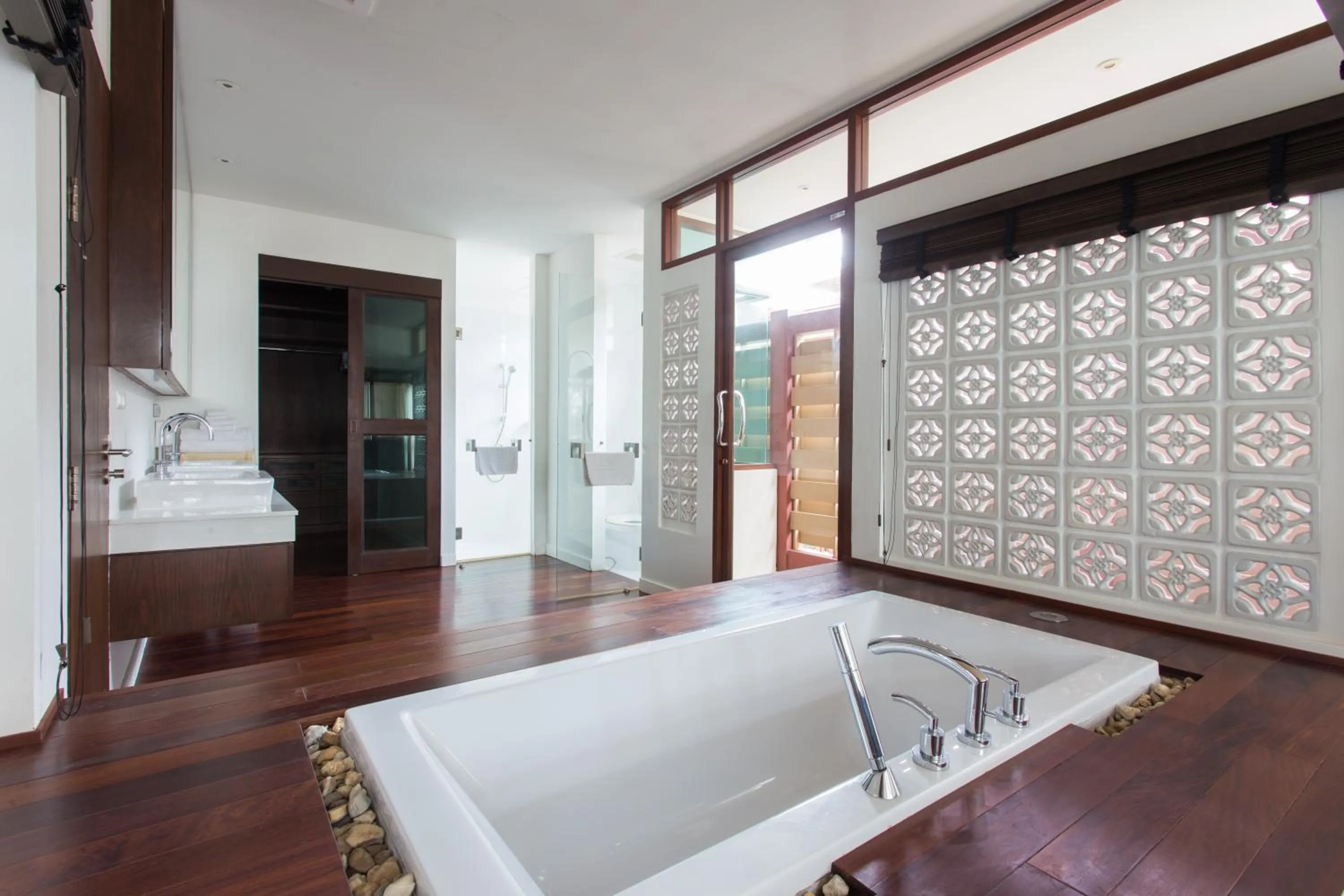 Bathroom in Amatapura Beachfront Villa 10 , SHA Certified