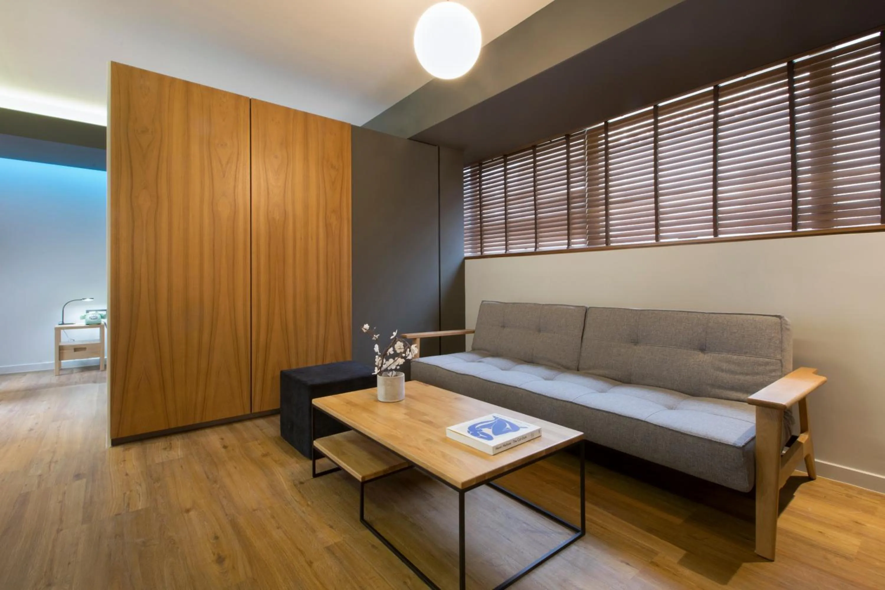 Seating area, Bed in Pi Athens