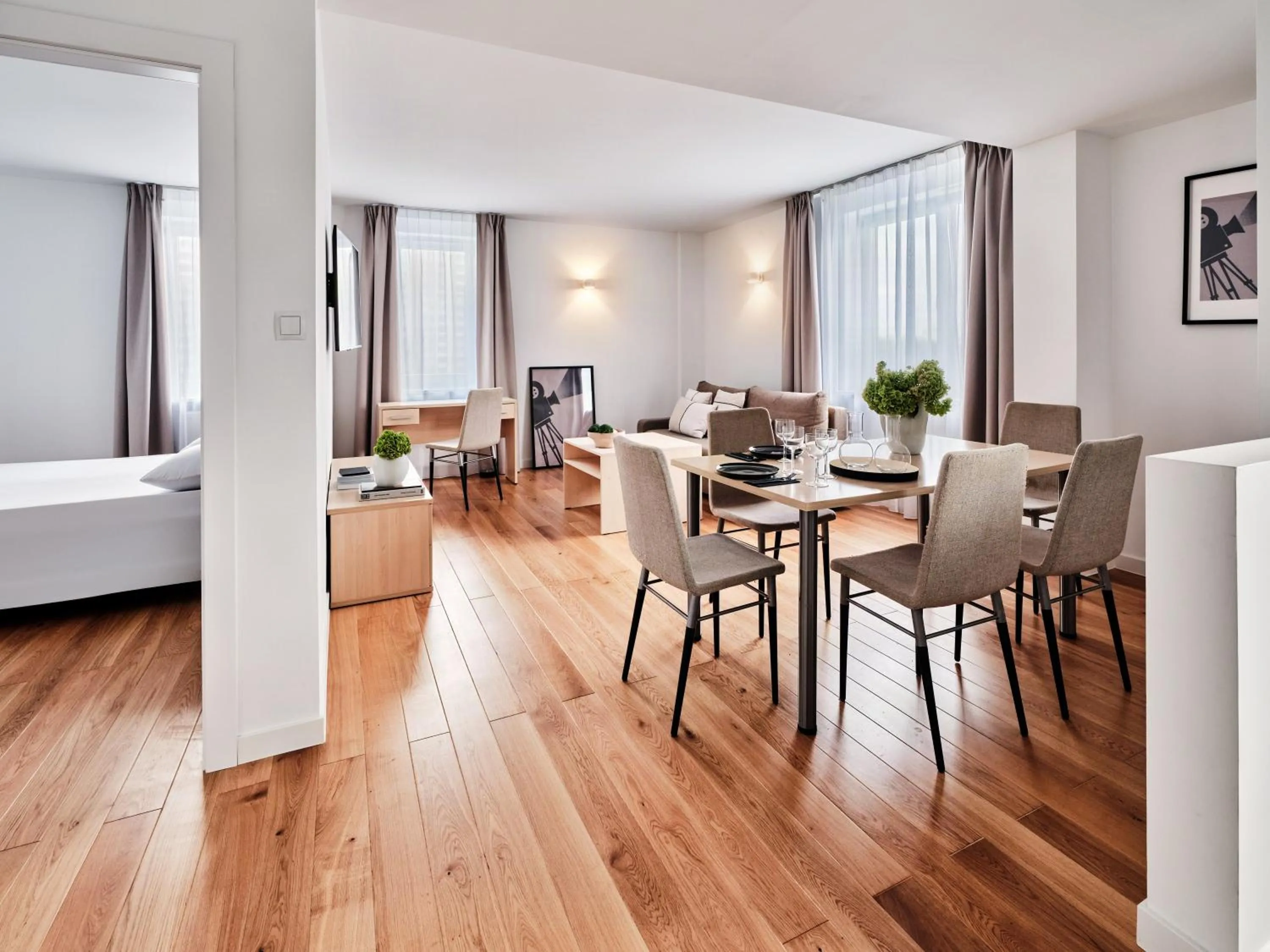 Living room, Bed in Apartamenty Media Park