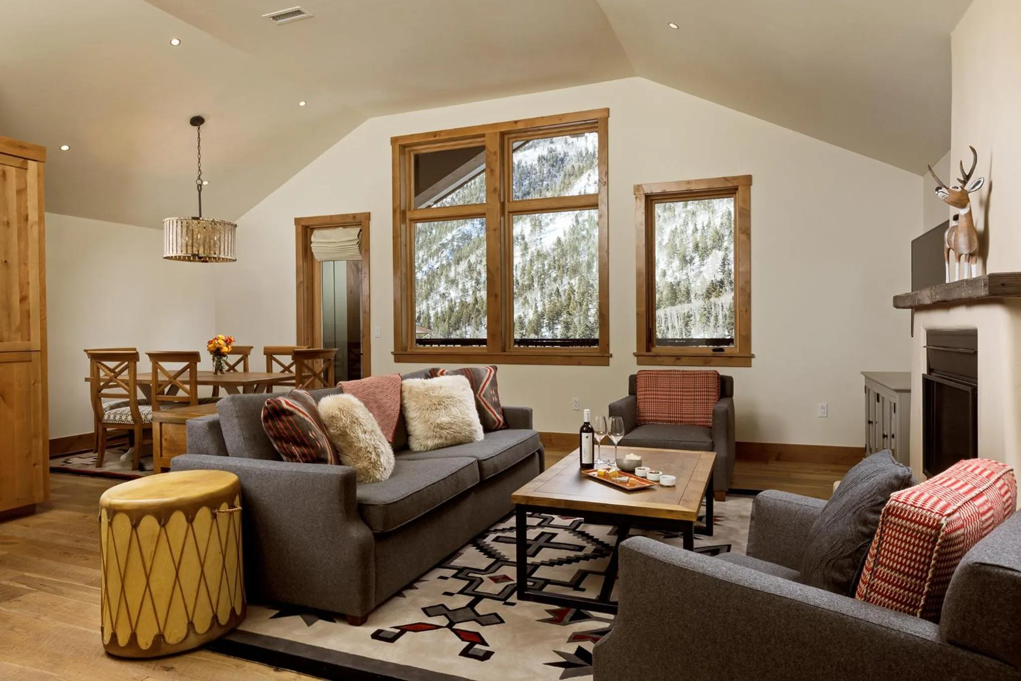 Living room in The Blake at Taos Ski Valley