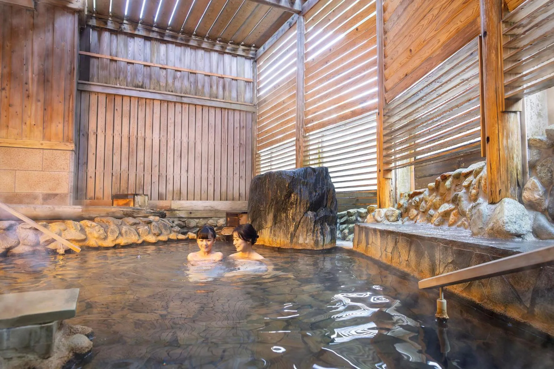 Hot Spring Bath in Ooedo Onsen Monogatari Premium Hotel New Shiobara