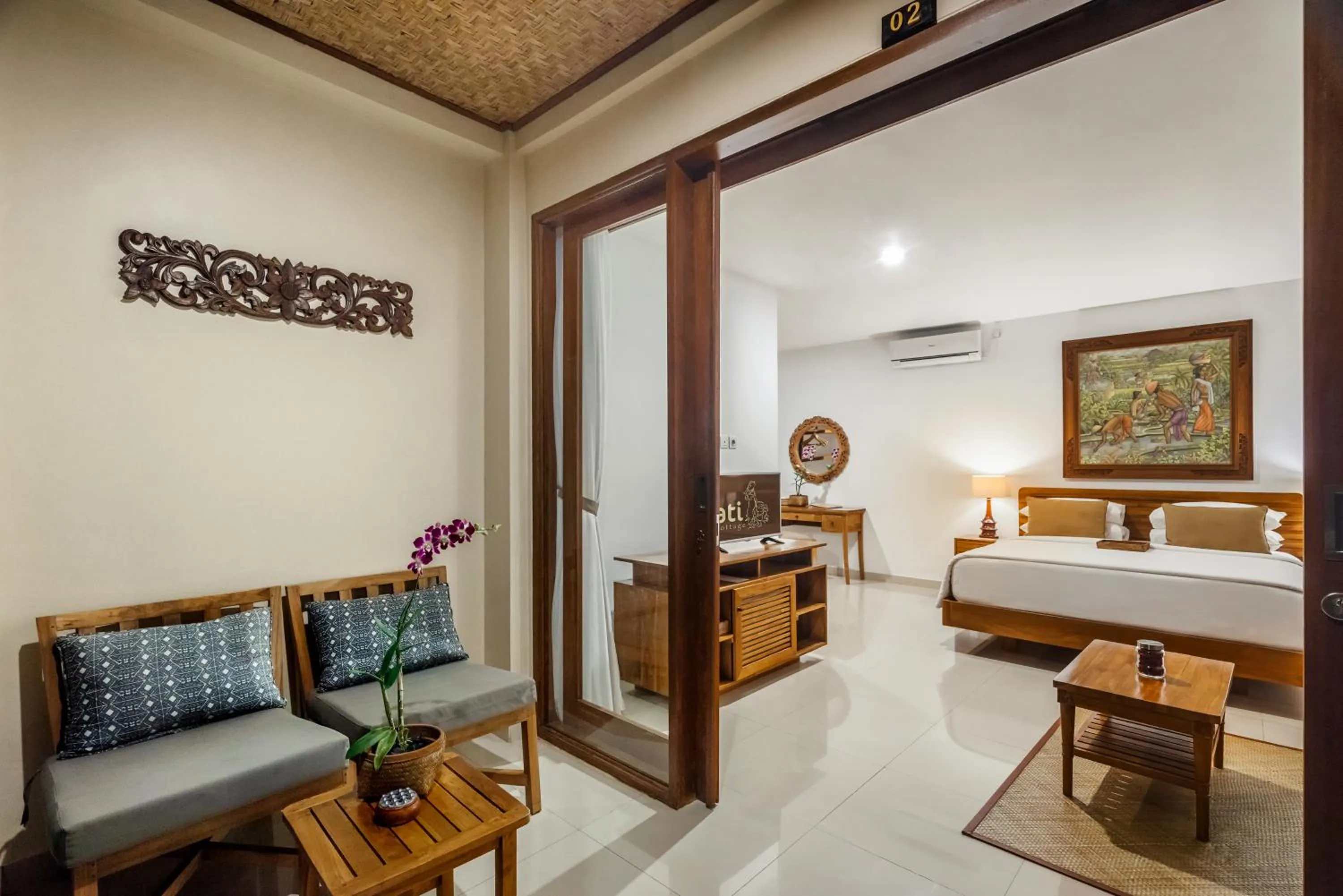 Balcony/Terrace, Bed in Jati Cottage