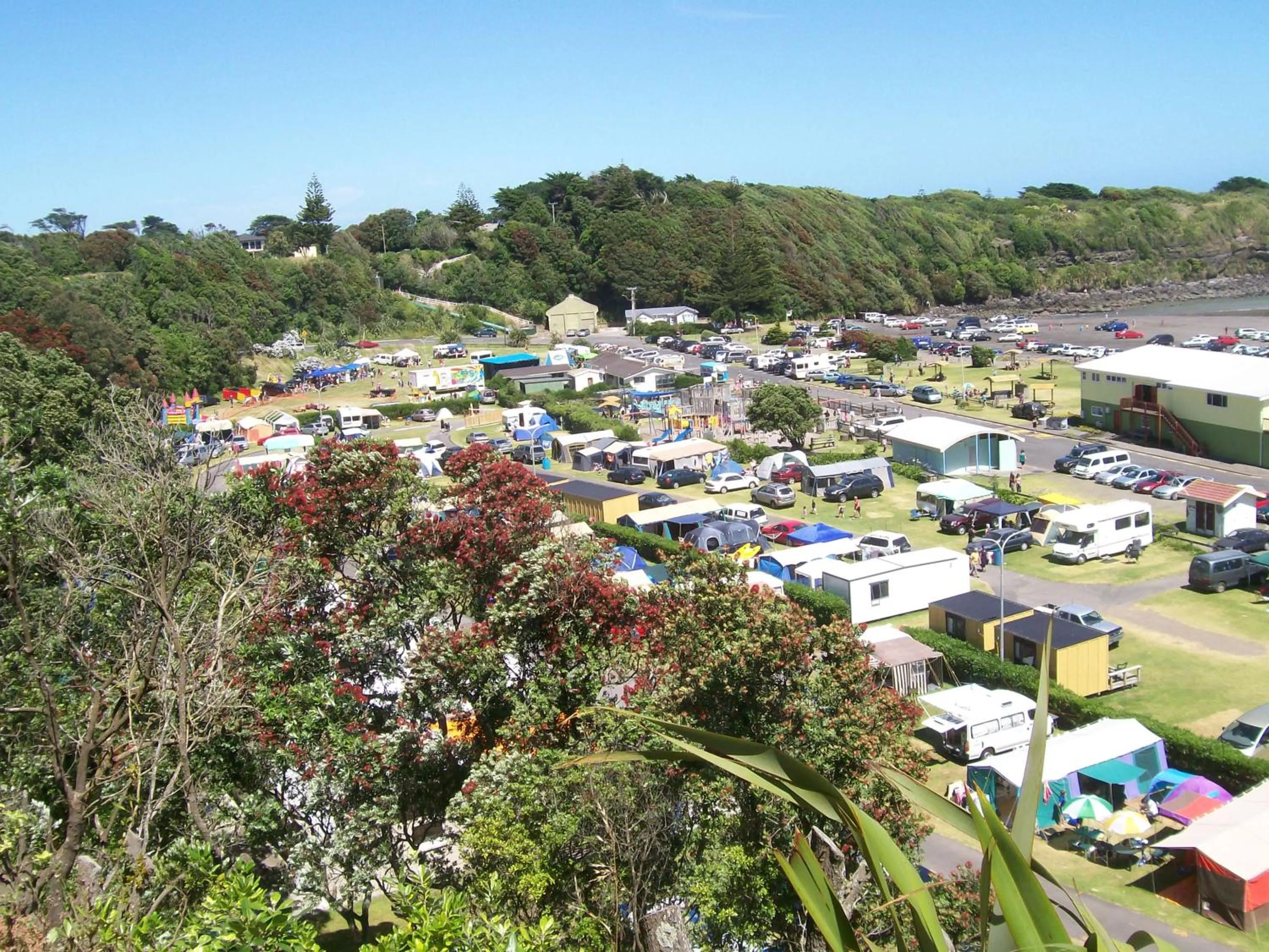 Bird's eye view in Opunake Beach Holiday Park
