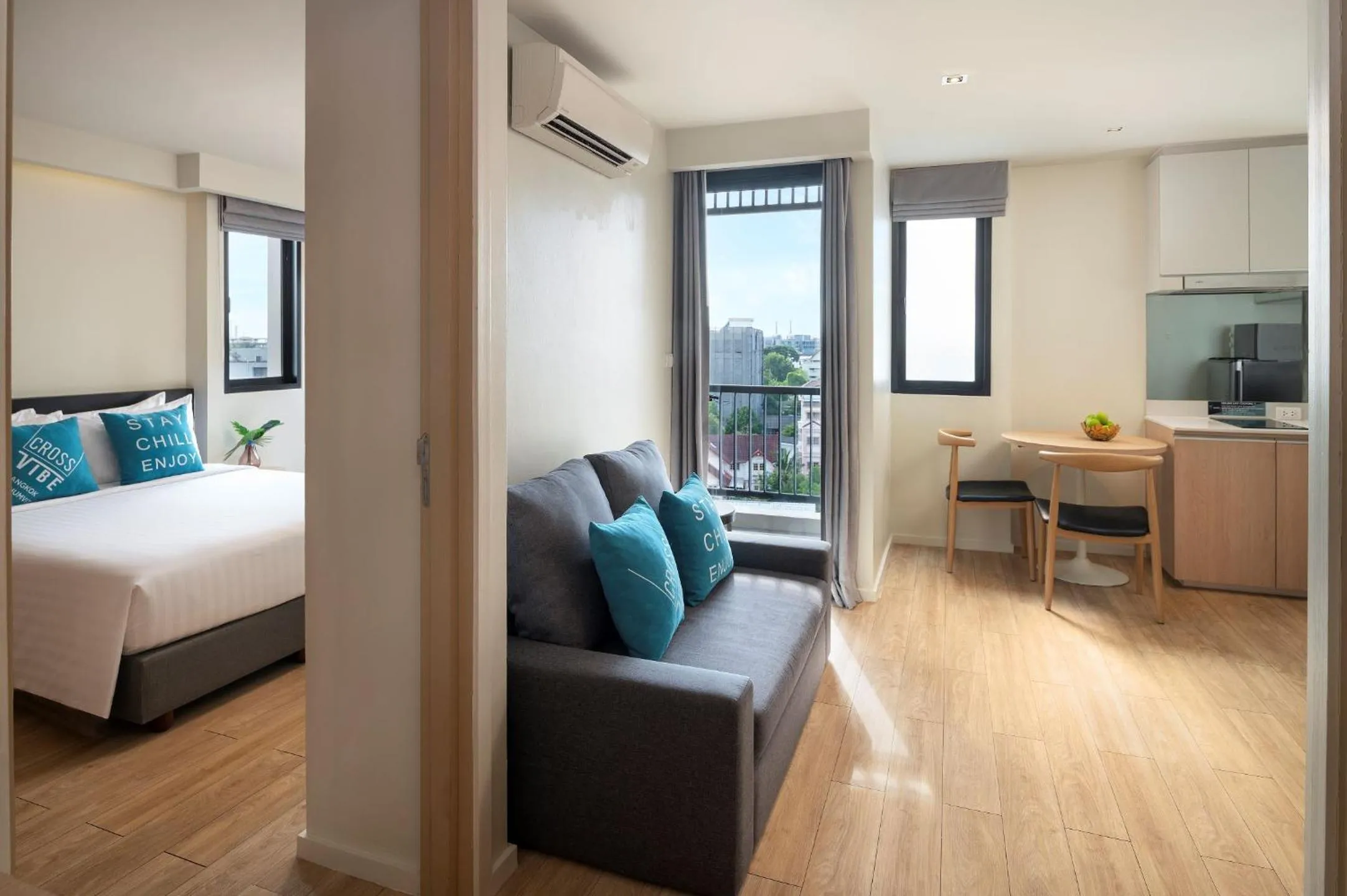 Living room, Bed in Cross Vibe Bangkok Sukhumvit