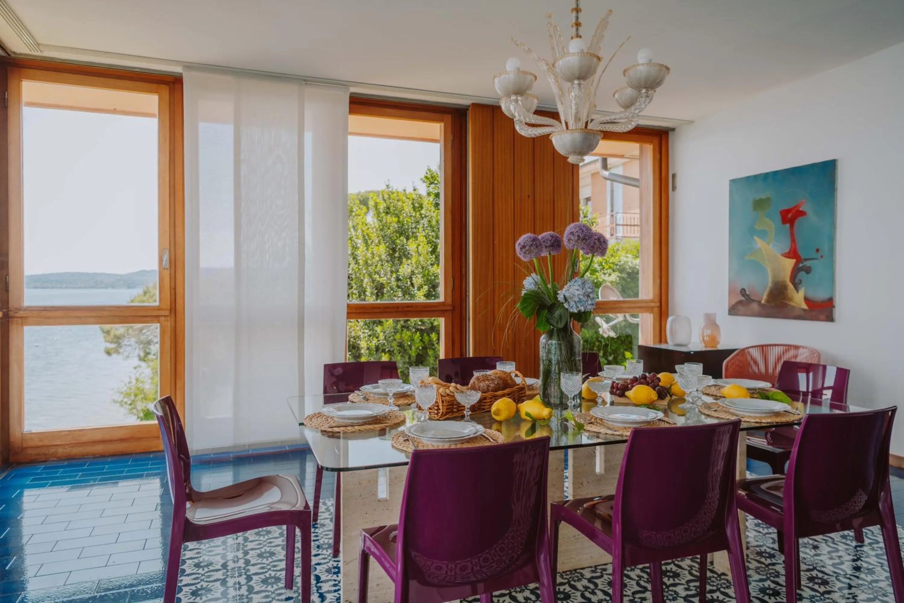 Dining area in Holiday Garda Villa Dolcelago Lake Front