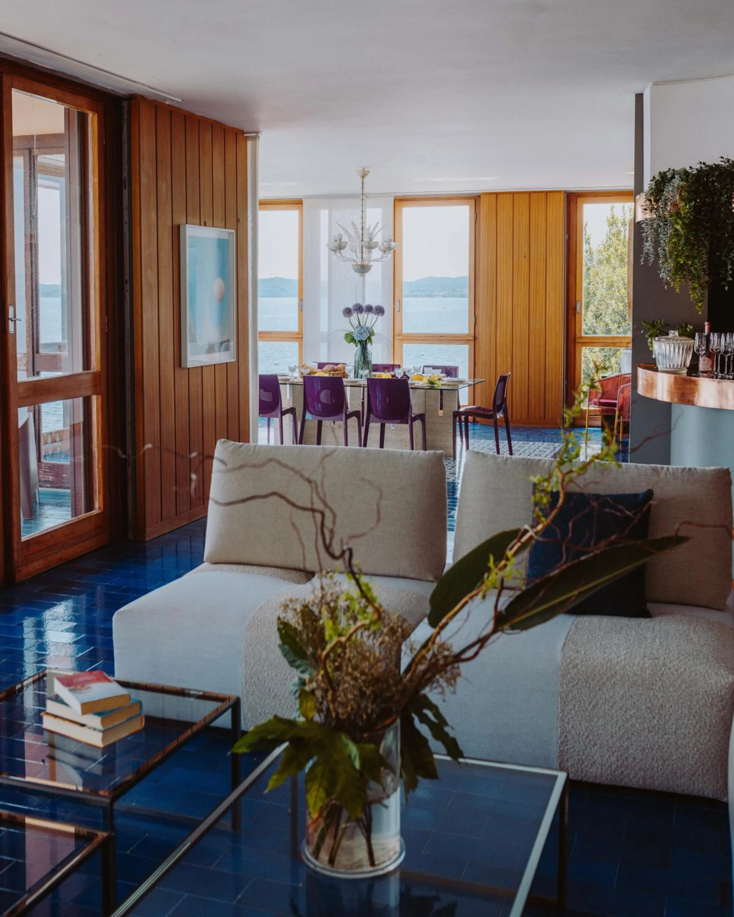Living room in Holiday Garda Villa Dolcelago Lake Front