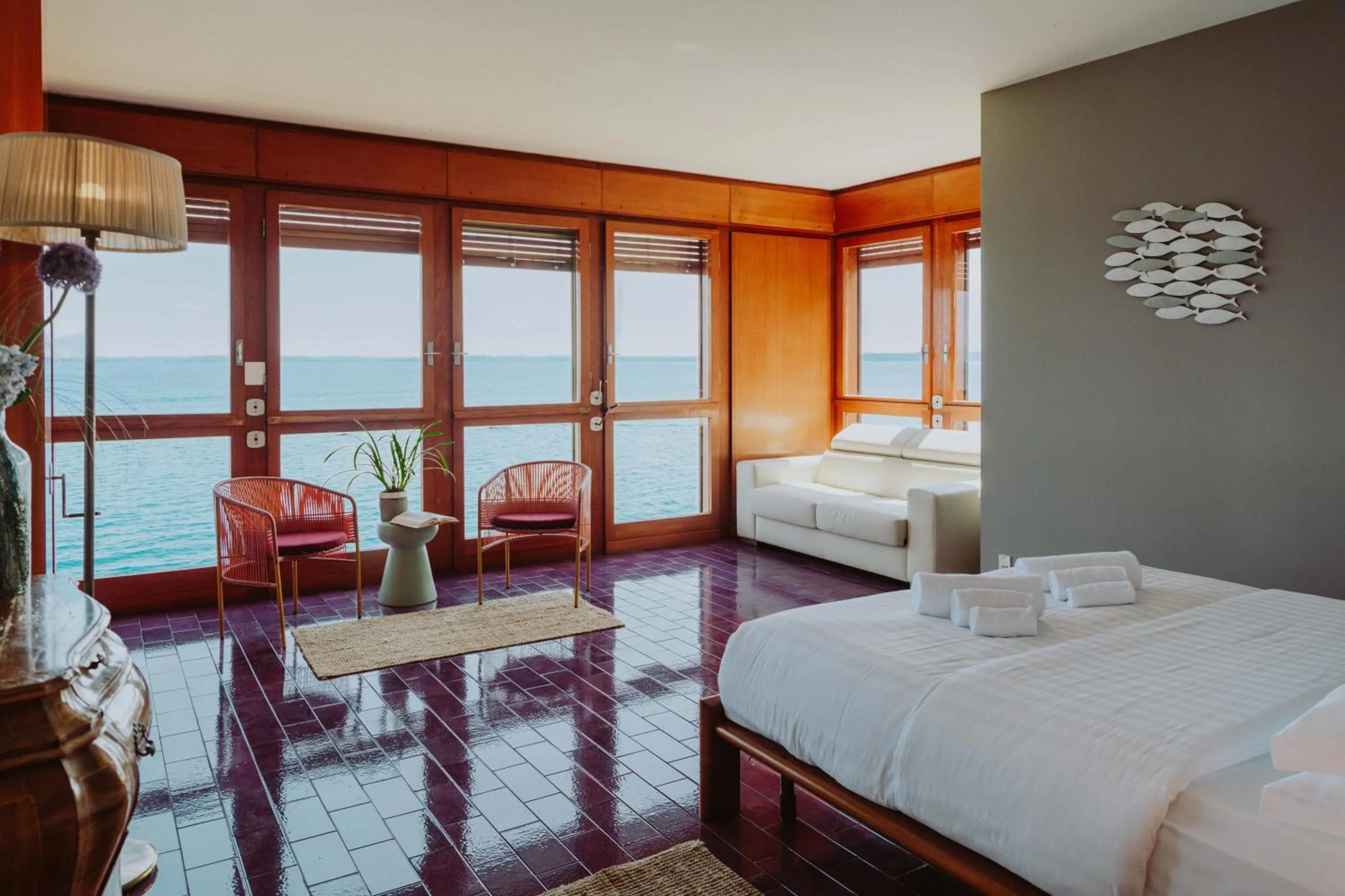 Bedroom, Bed in Holiday Garda Villa Dolcelago Lake Front