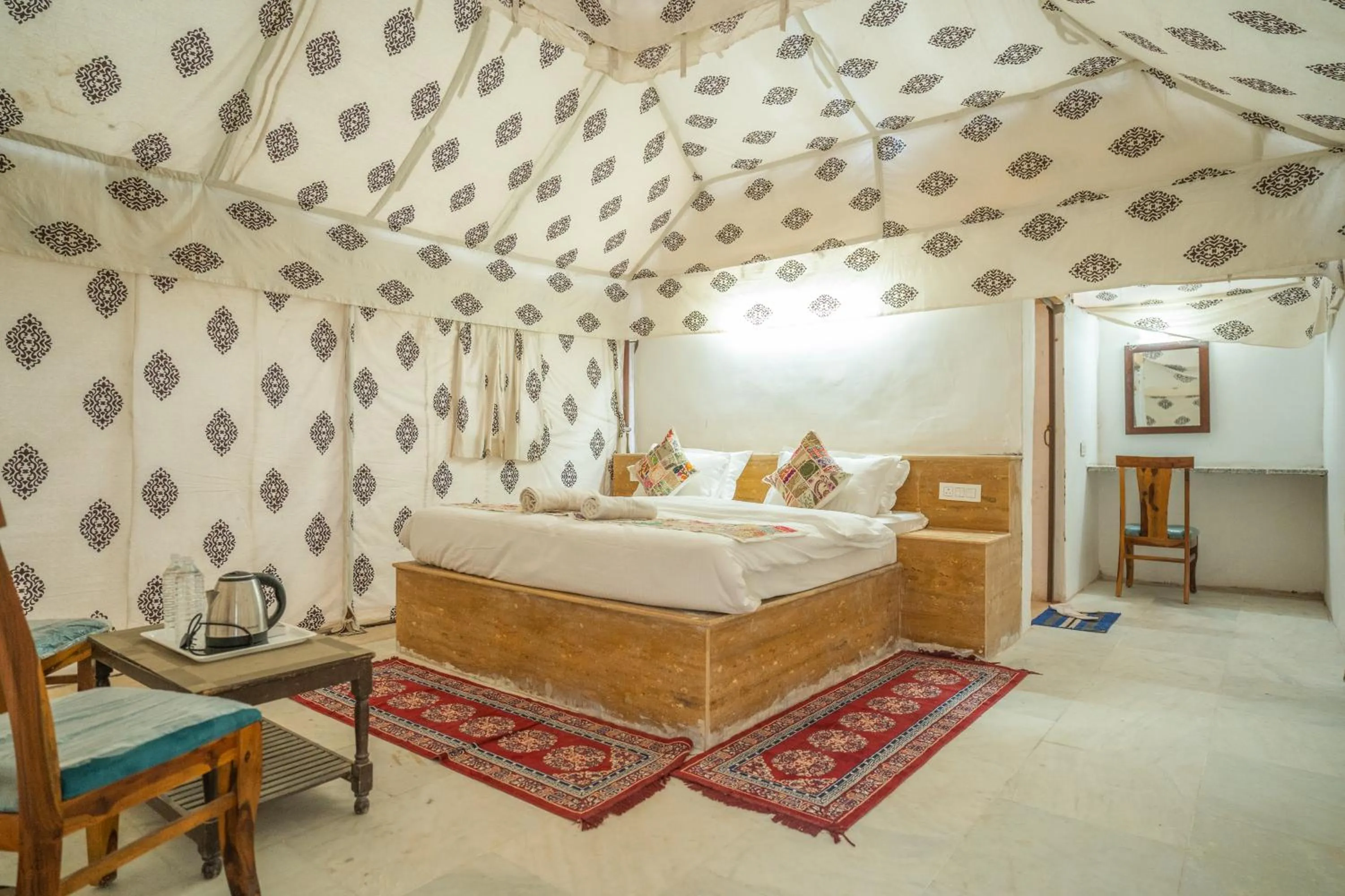 Seating area, Bed in Dynasty Desert Camp and Resort