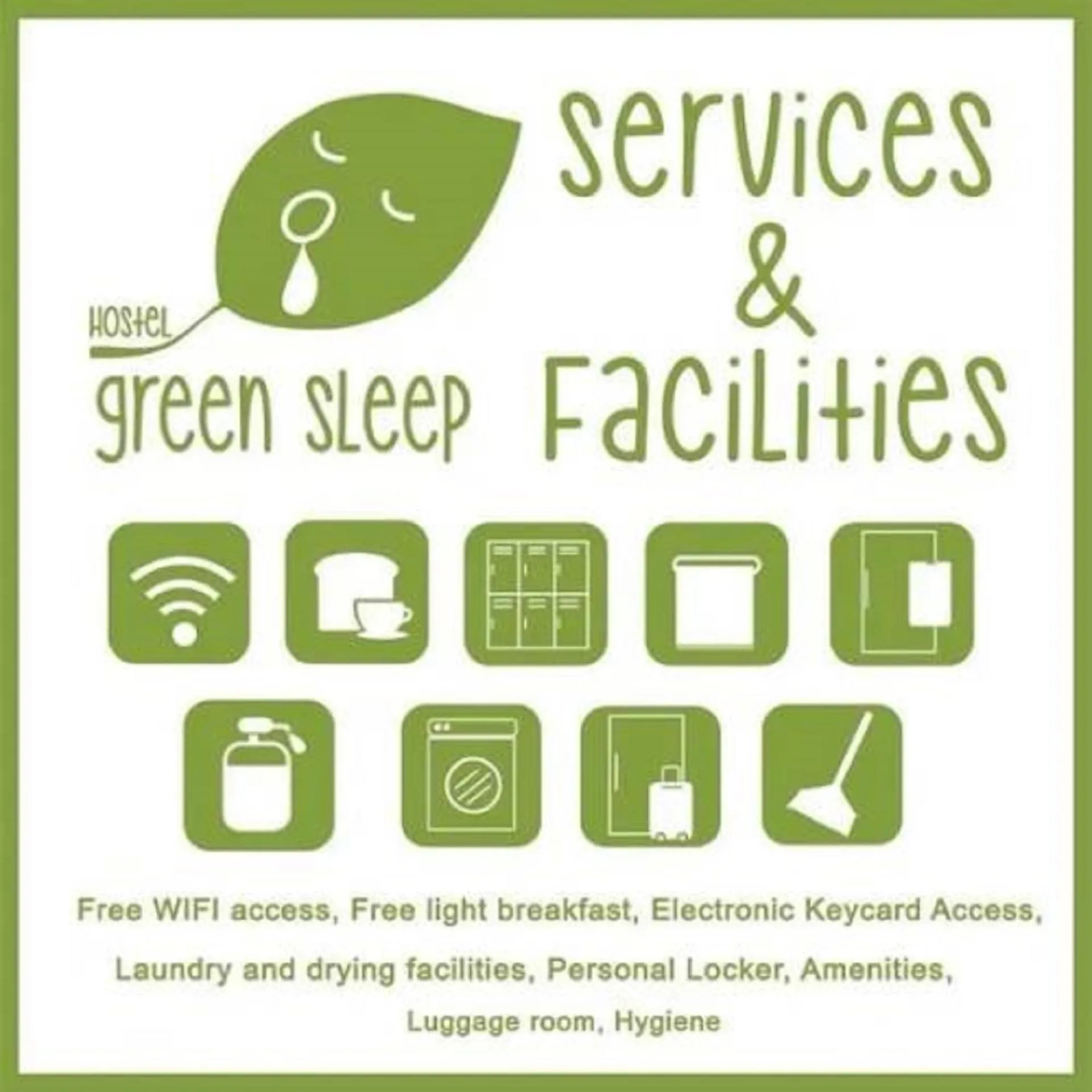 Text overlay in Green Sleep Hostel