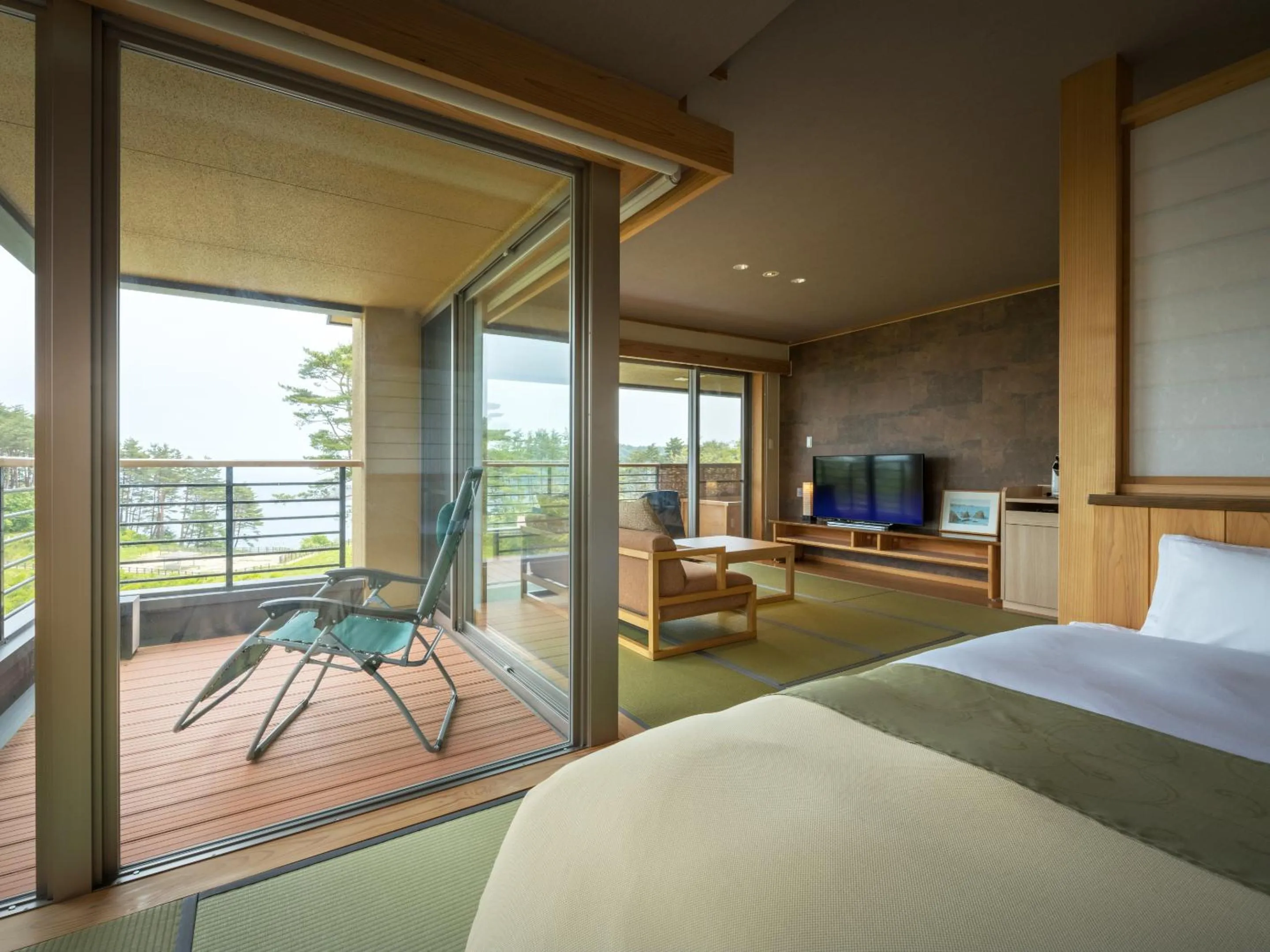 Balcony/Terrace, Bed in Nagisatei Taroan