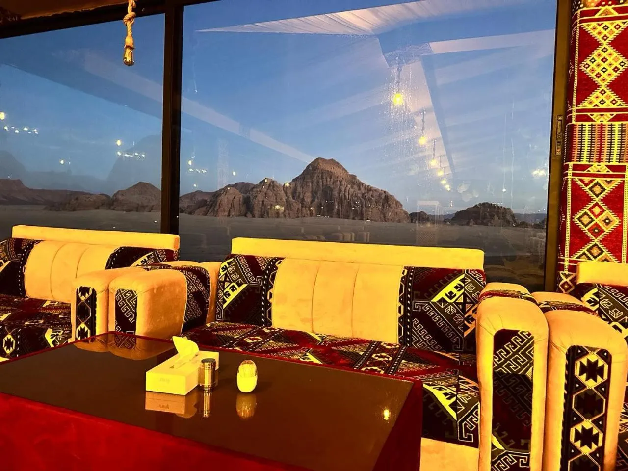 Seating area in Hasan Zawaideh luxury camp 2