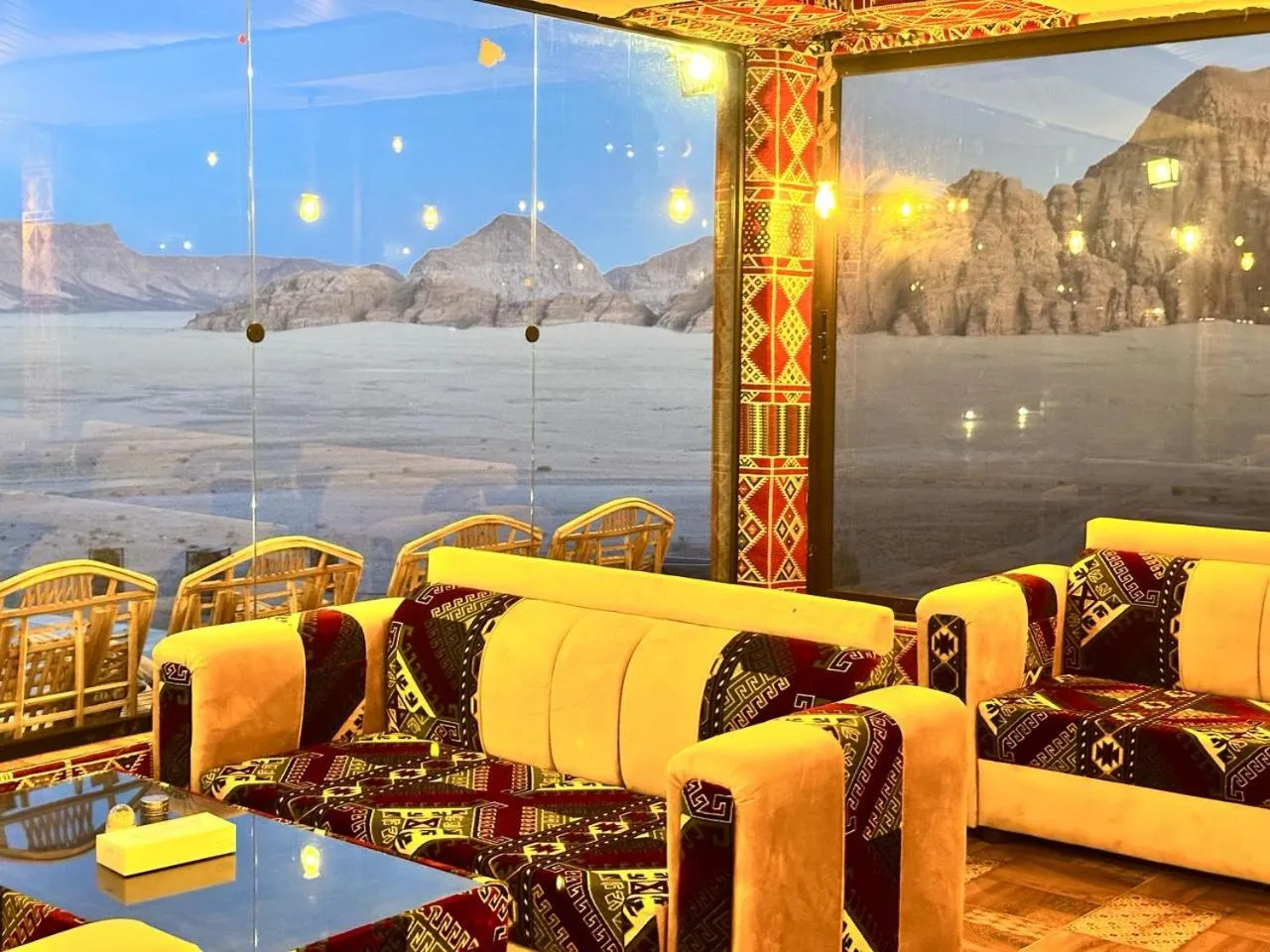 Seating area in Hasan Zawaideh luxury camp 2