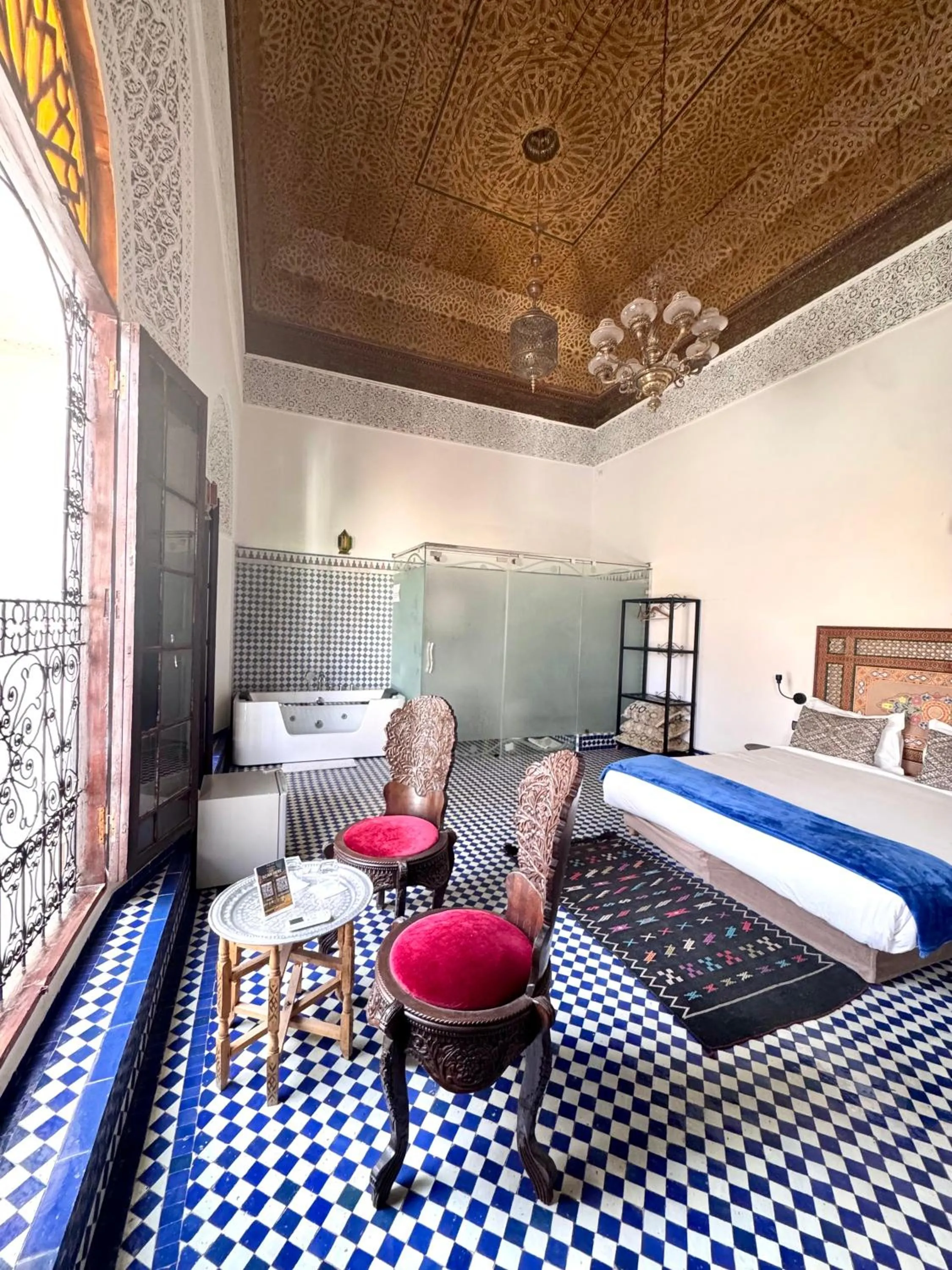 Bedroom, Bed in Palais Nazha Fes - Luxury Lodging