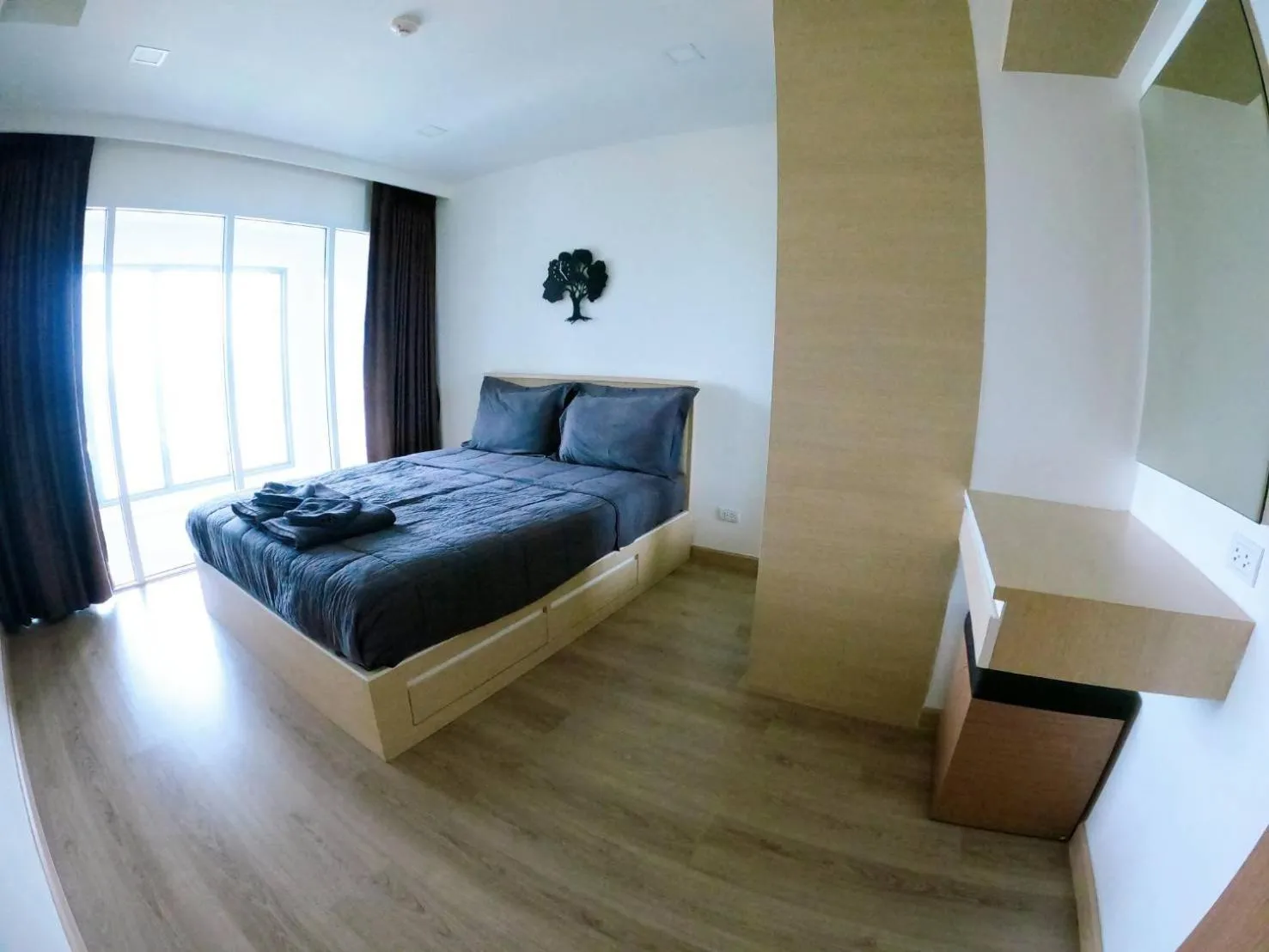 Bed in Sonrisa Srirachaที่พักติดทะเล