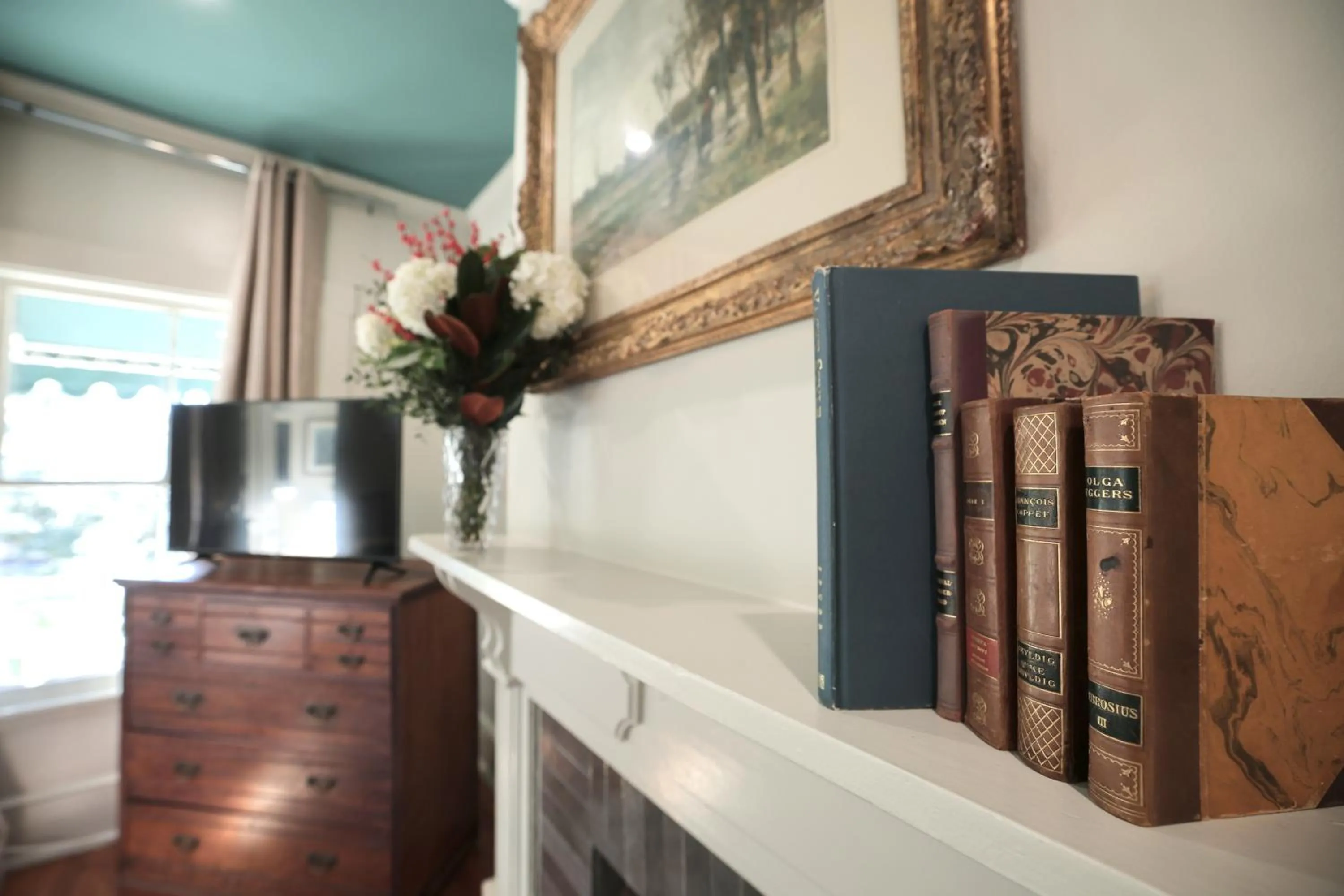 fireplace in Foley House Inn