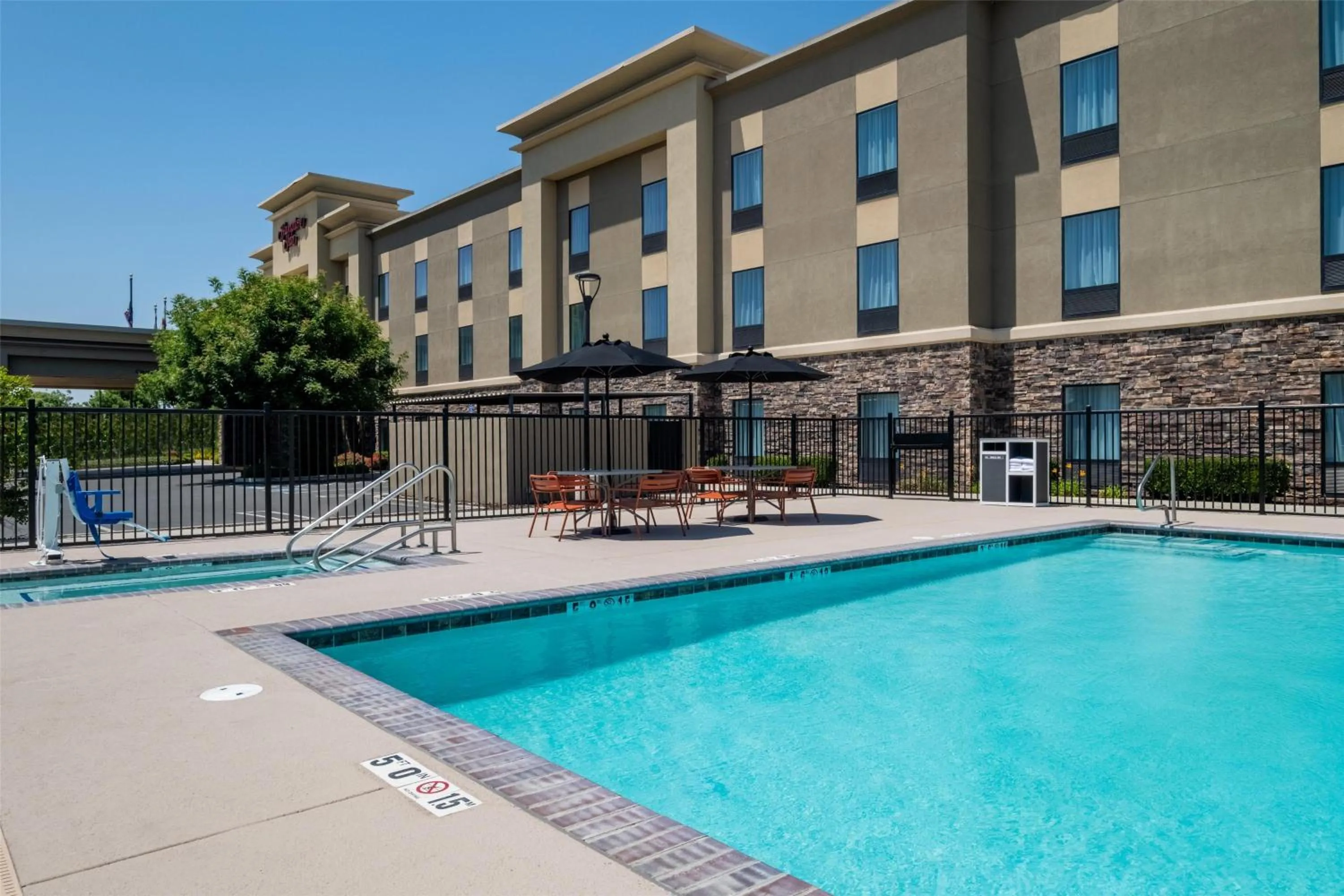 Pool view in Hampton Inn by Hilton Turlock