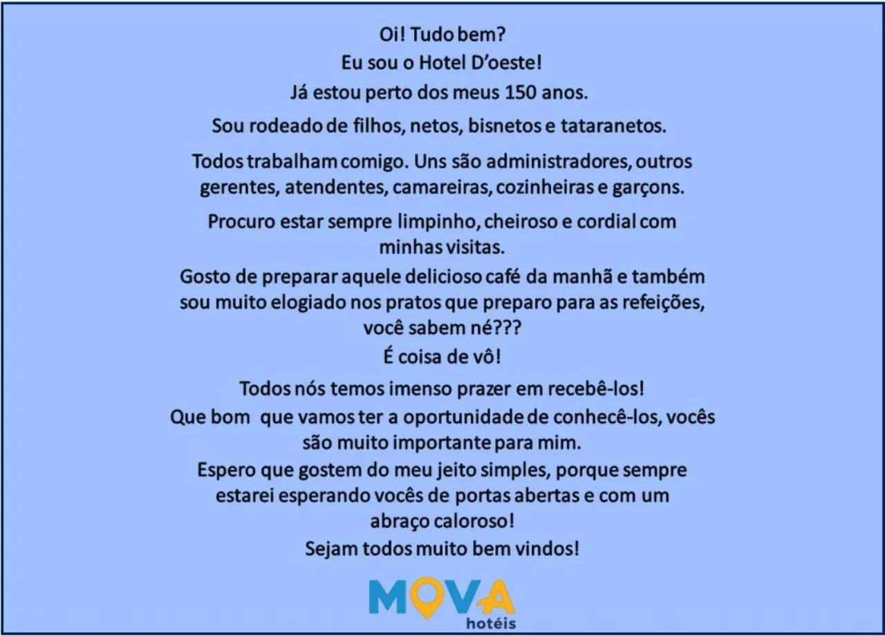 Logo/Certificate/Sign in MOVA Hotel D'oeste - Localizado em frente a Praça Principal da Cidade, na área Central - Pé na Praça