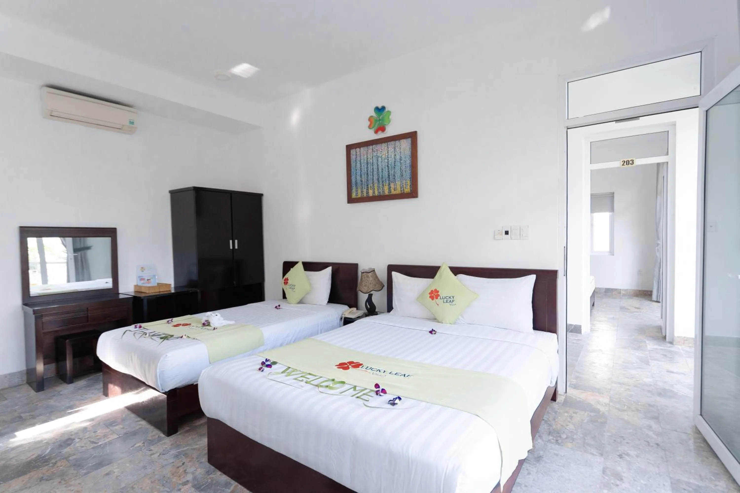 Bed in Lucky Leaf Hoian Villa