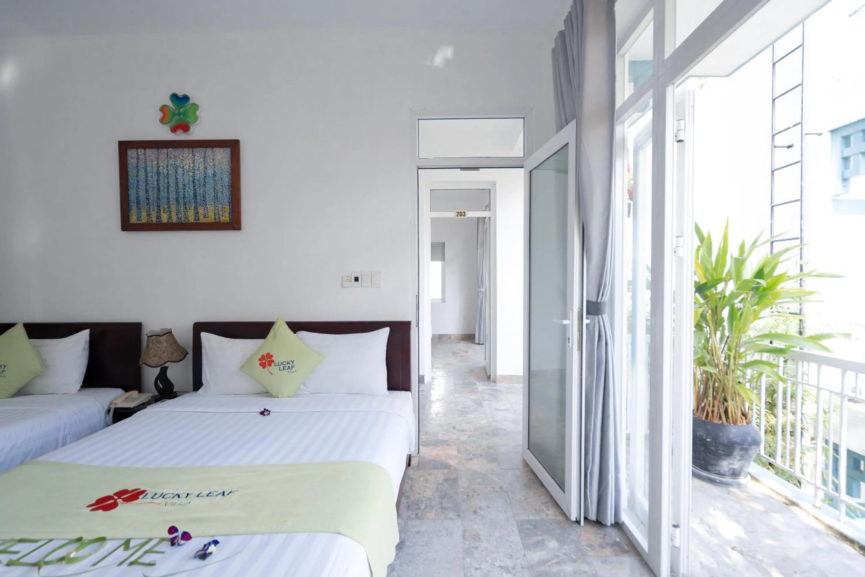 Bed in Lucky Leaf Hoian Villa