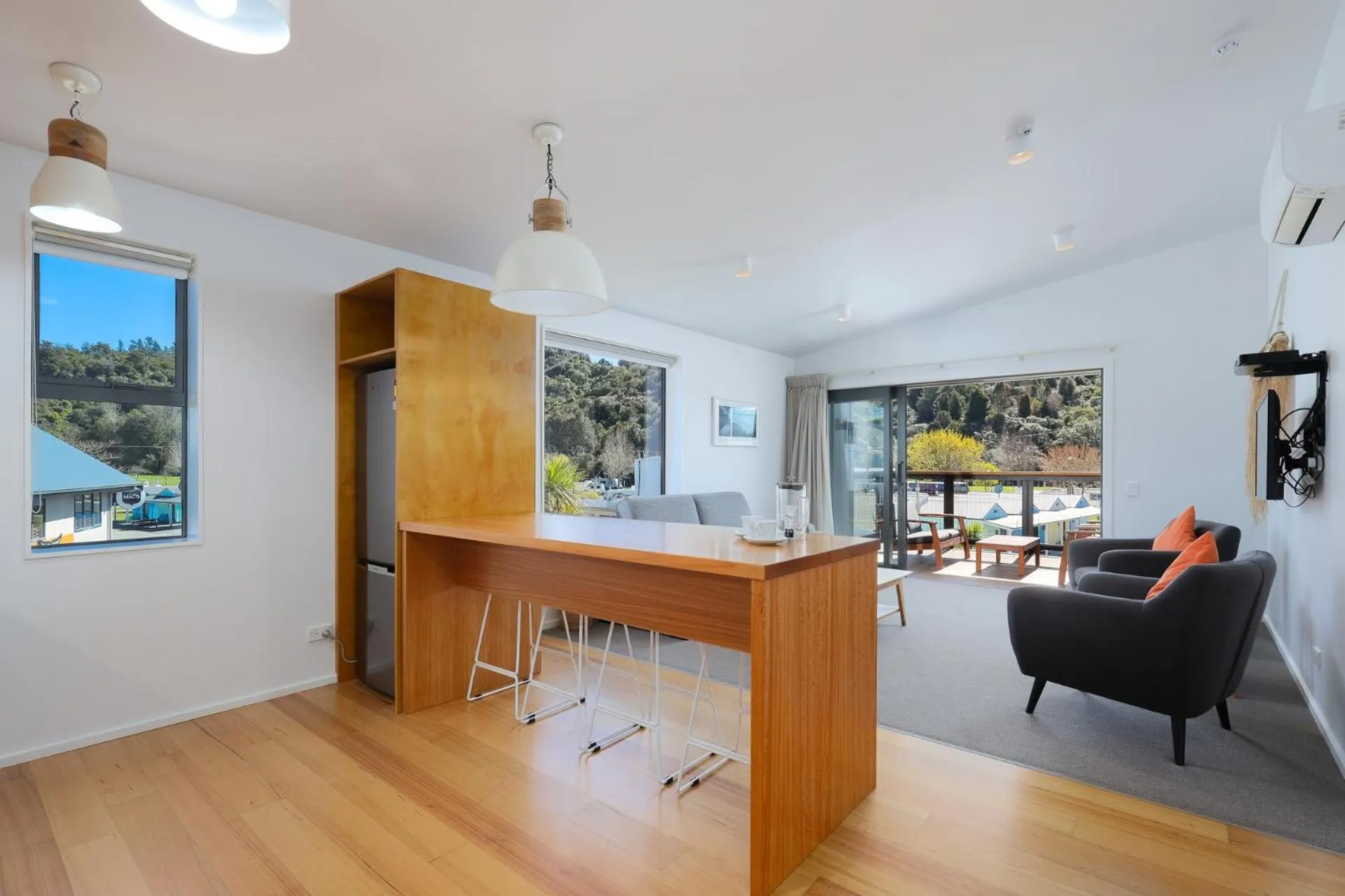 Living room in Kaiteriteri Recreation Reserve Apartments