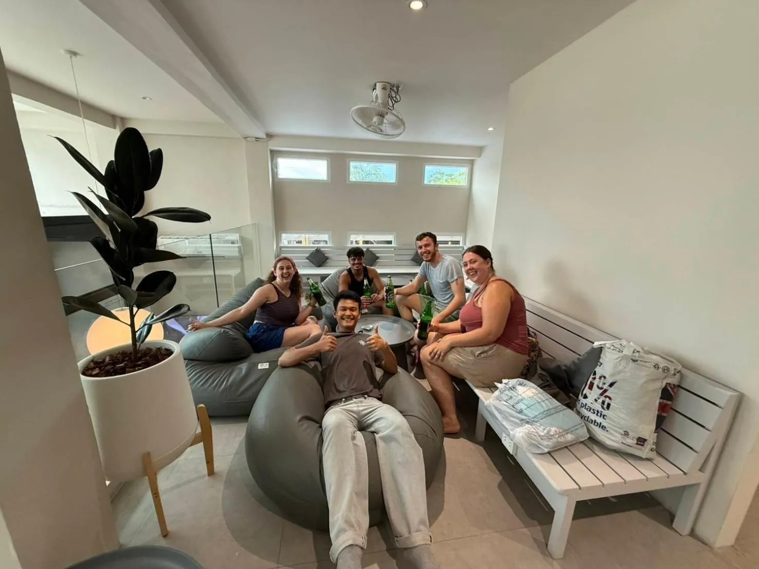 Communal lounge/ TV room in P168 Hostel Samui